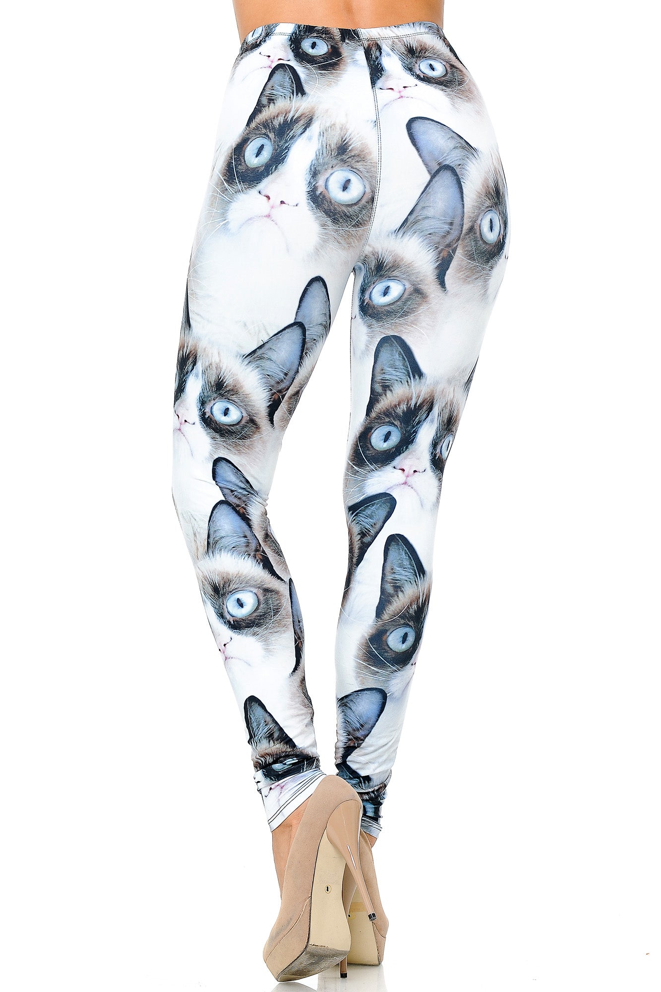 Creamy Soft Grumpy Cat Extra Plus Size Leggings - 3X-5X - USA Fashion (XPlus One Size,White)