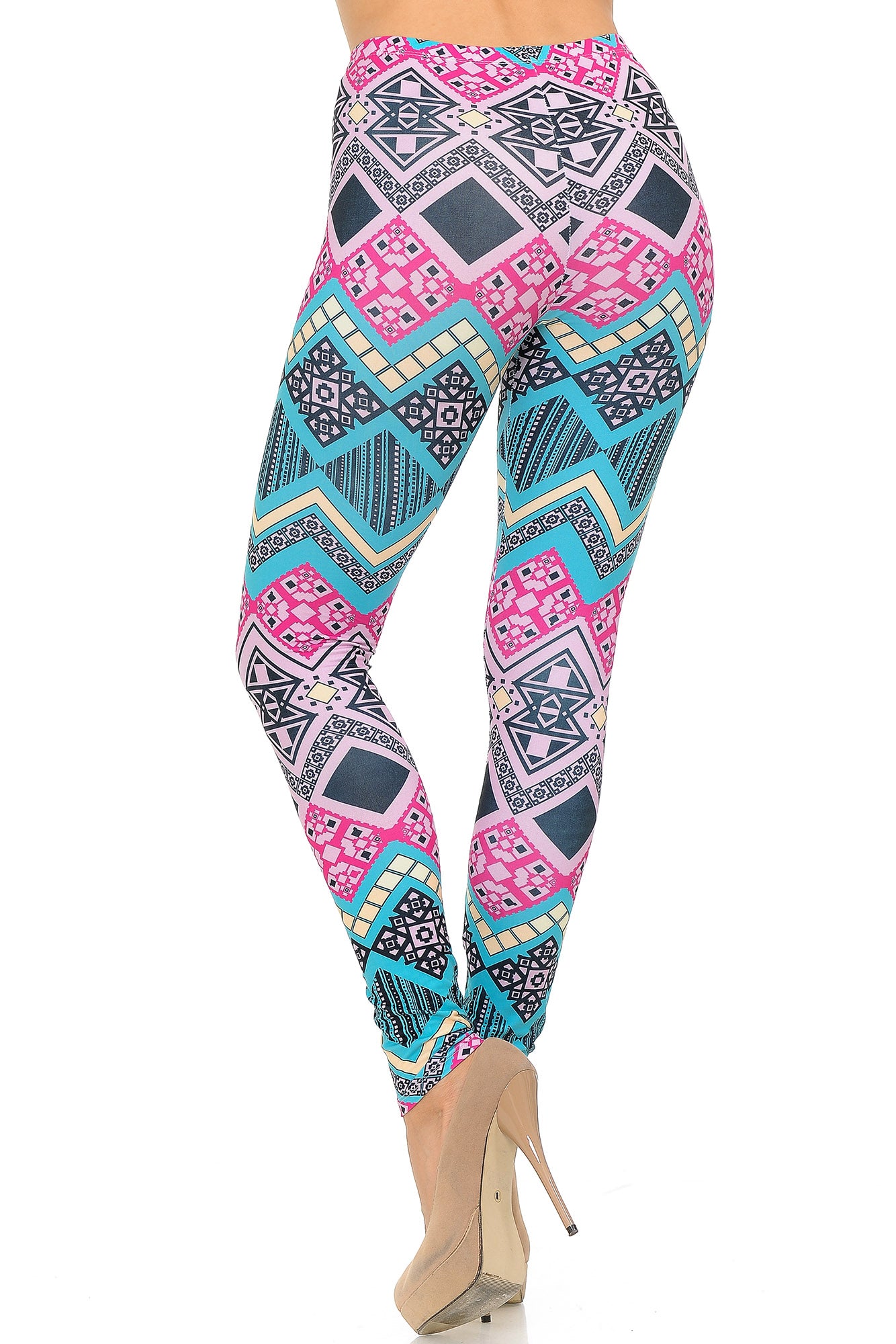 Creamy Soft Tasty Tribal Extra Plus Size Leggings - 3X-5X - USA Fashion (XPlus One Size,Fuchsia)