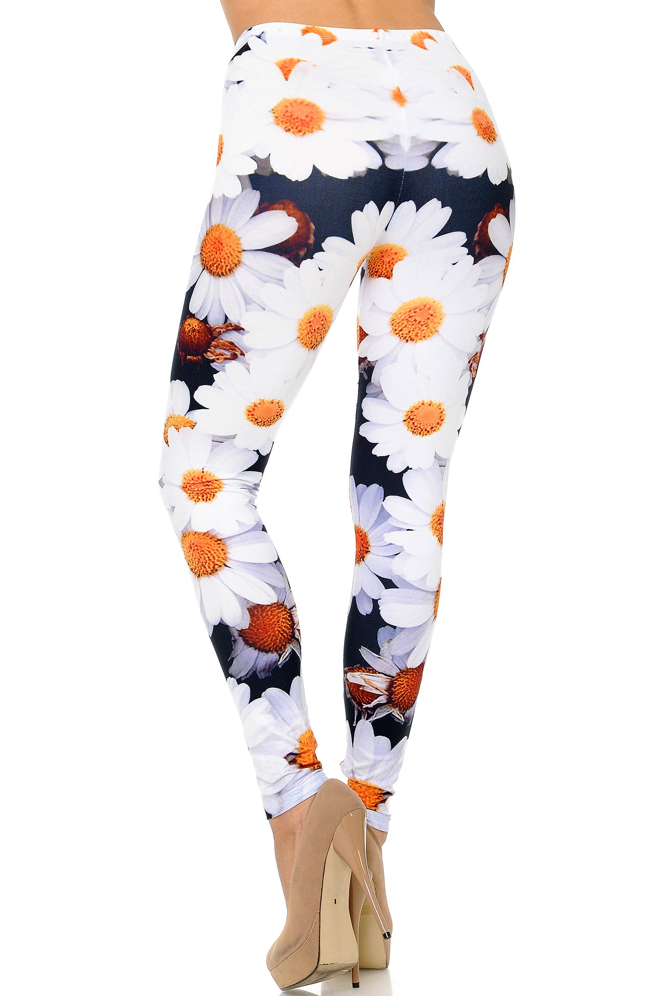 Creamy Soft Daisy Bunch Extra Plus Size Leggings - 3X-5X - USA Fashion (XPlus One Size,White)
