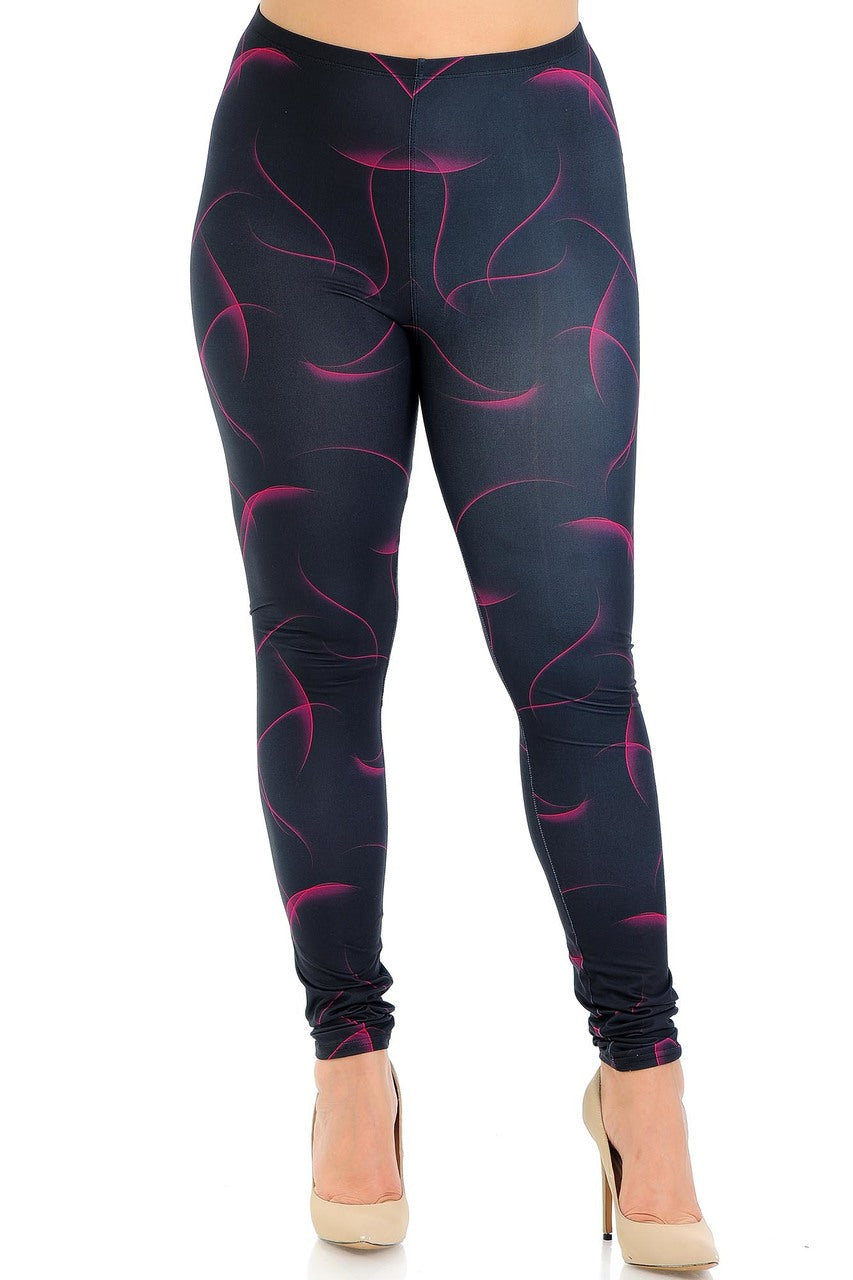 Creamy Soft Fuchsia Mist Extra Plus Size Leggings - 3X-5X - USA Fashion (XPlus One Size,Black)