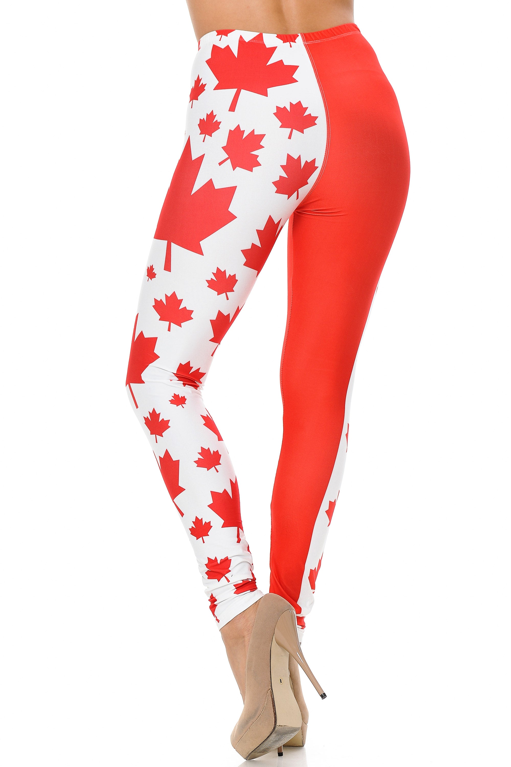 Creamy Soft Canadian Flag Extra Plus Size Leggings - 3X-5X (Red,XPlus One Size)