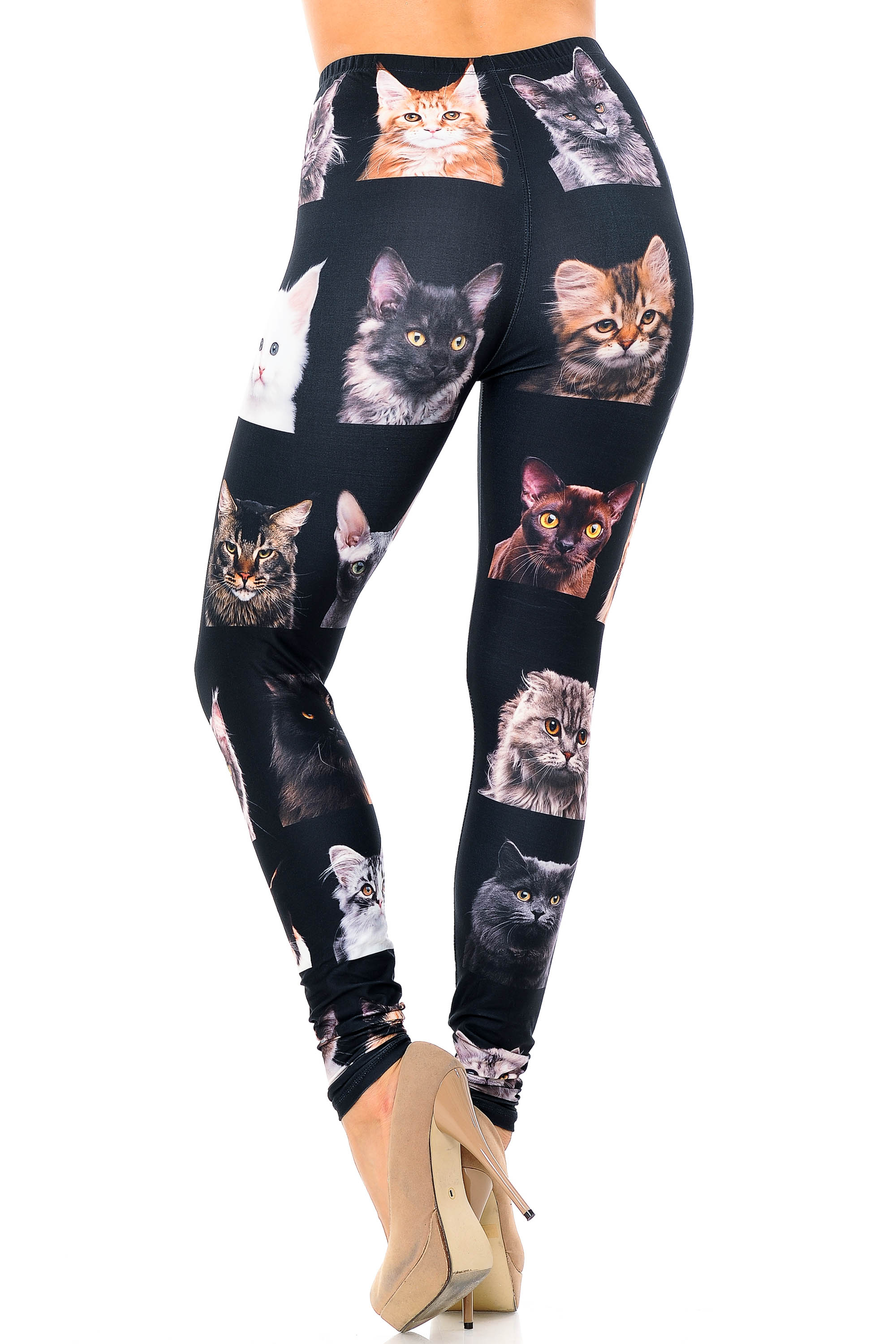 Creamy Soft Cute Kitty Cat Faces Extra Plus Size Leggings - 3X-5X - Version 2 - USA Fashion (XPlus One Size,Black)