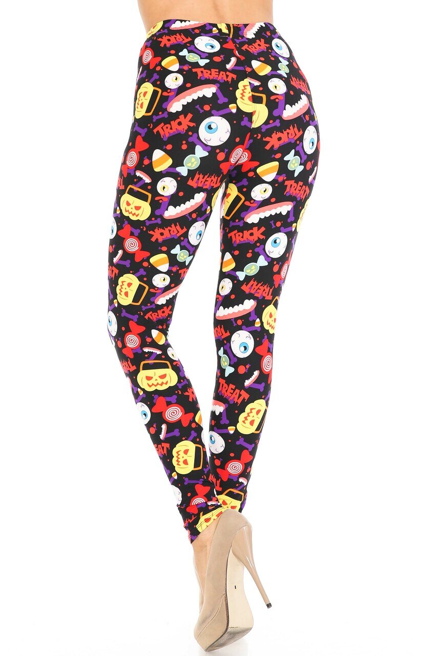 Buttery Soft Trick or Treat Extra Plus Size Leggings - 3X-5X (XPlus One Size,Multi Color Bold)