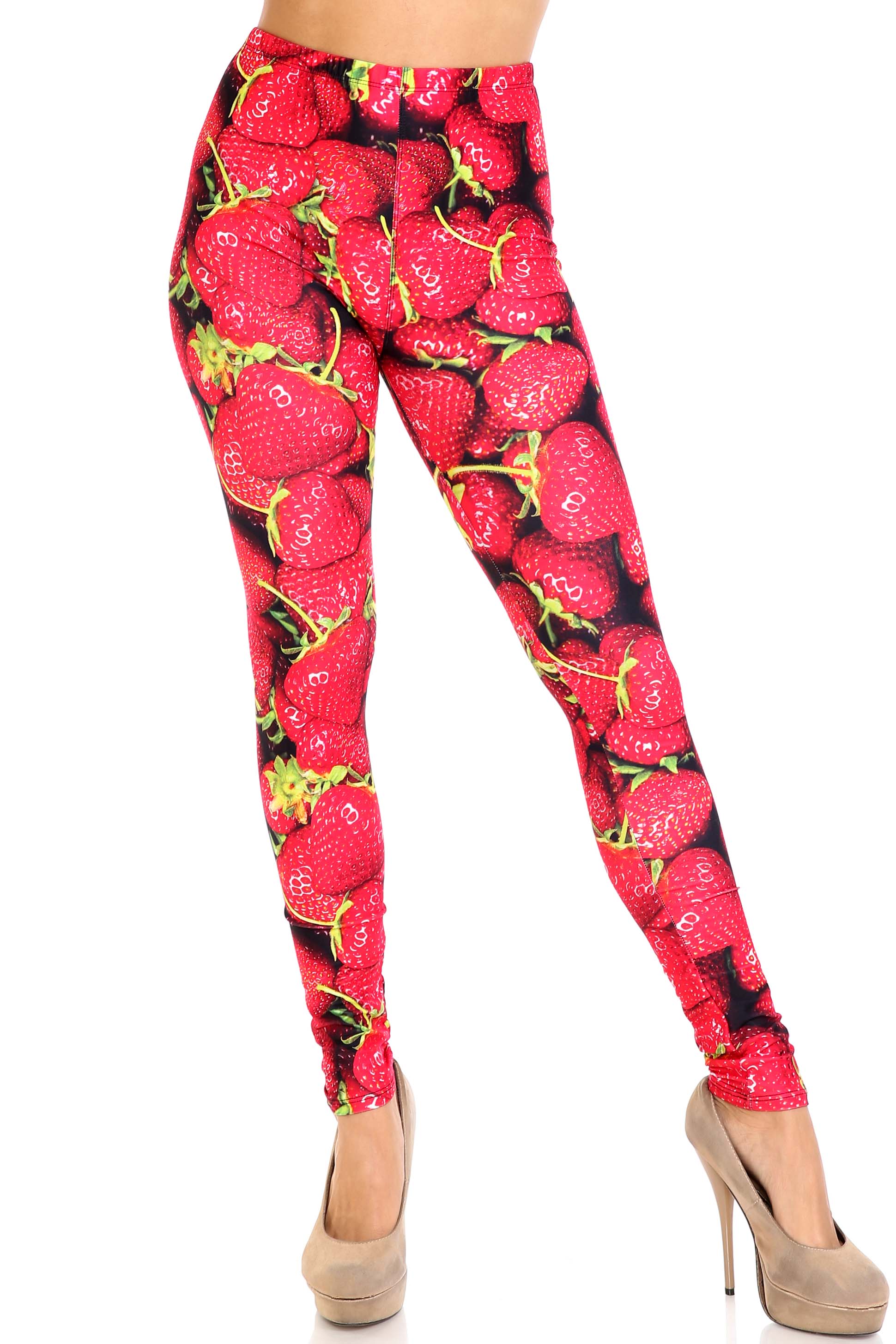 Creamy Soft Strawberry Extra Plus Size Leggings - 3X-5X - USA Fashion (Red,XPlus One Size)
