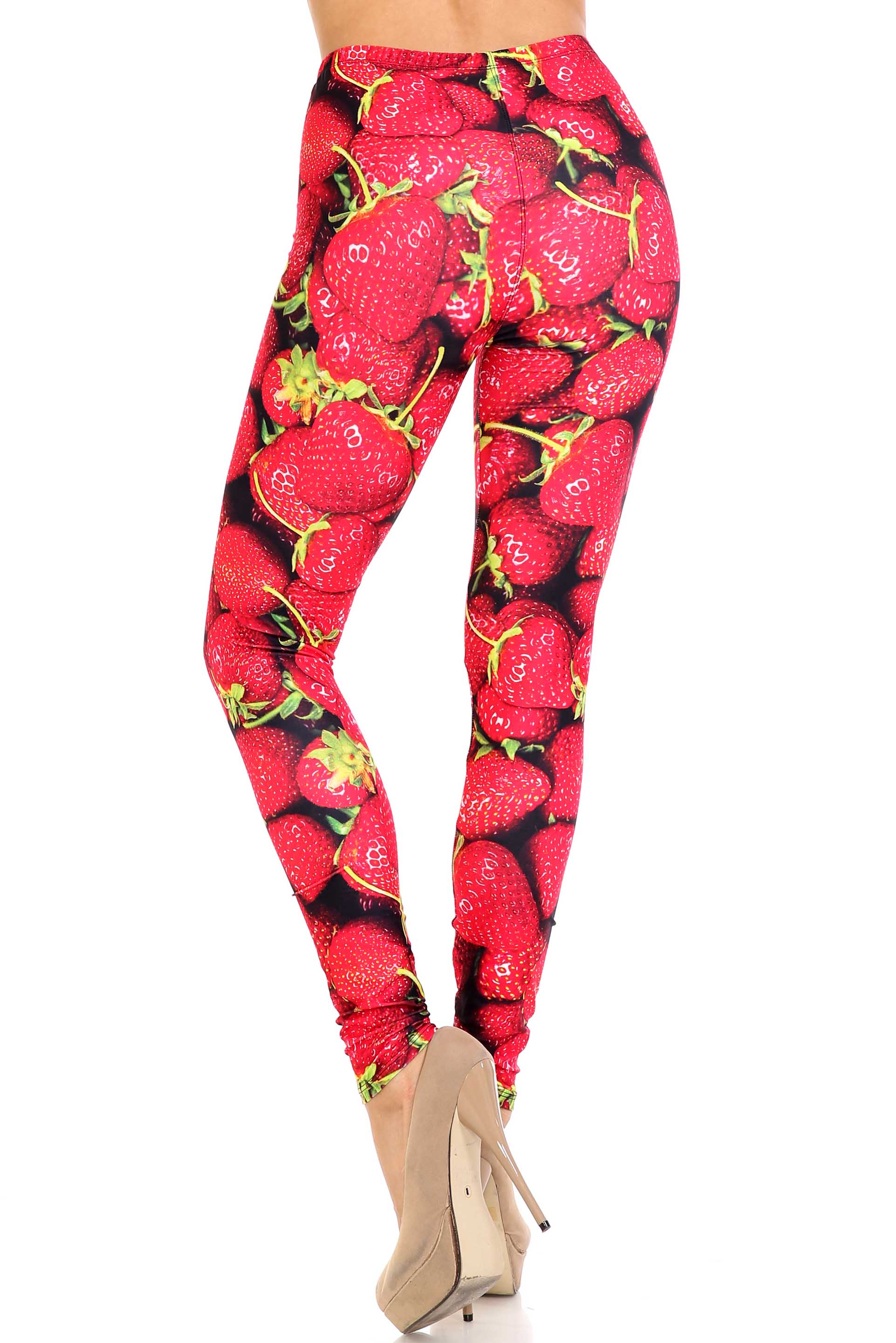 Creamy Soft Strawberry Extra Plus Size Leggings - 3X-5X - USA Fashion (Red,XPlus One Size)