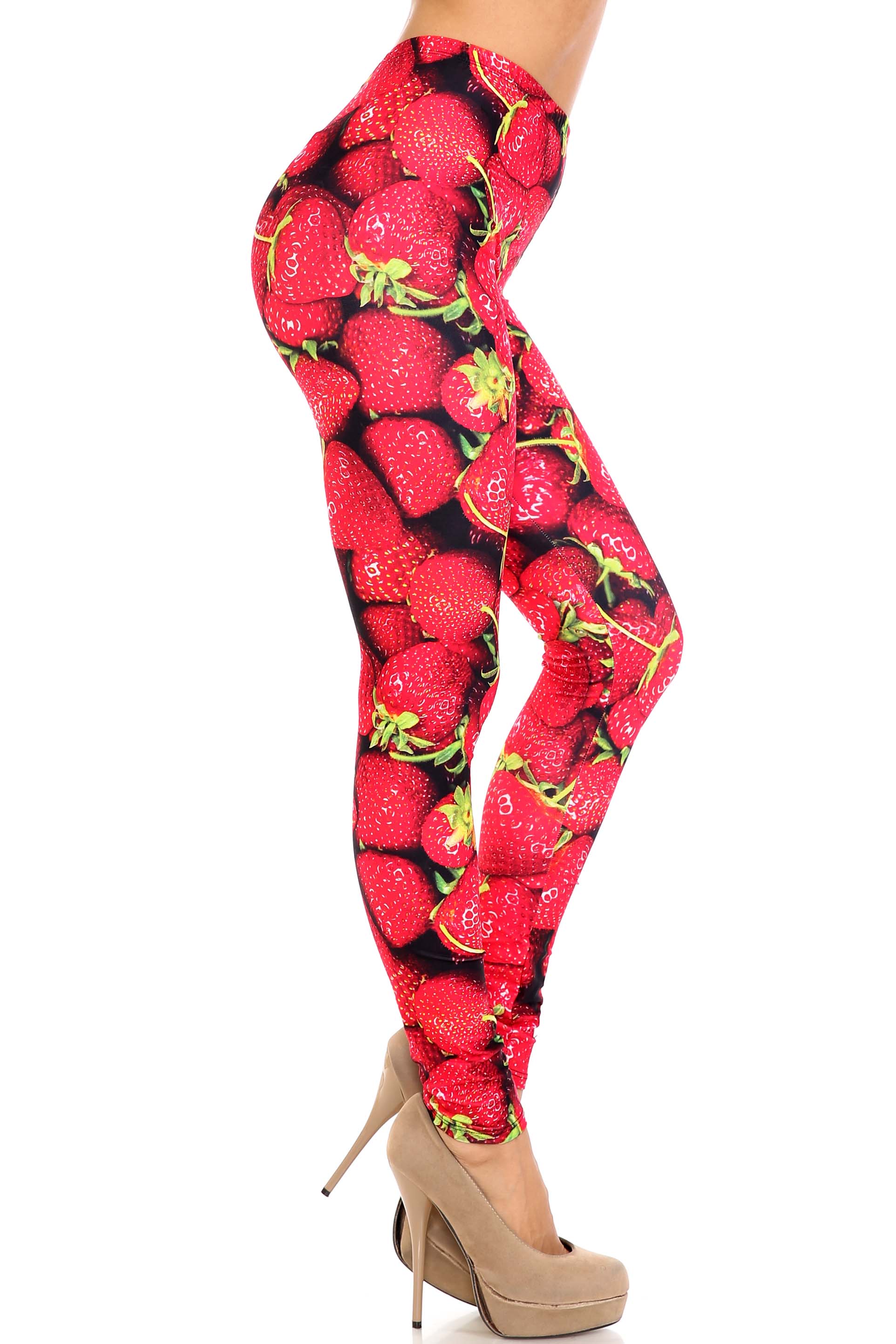 Creamy Soft Strawberry Extra Plus Size Leggings - 3X-5X - USA Fashion (Red,XPlus One Size)