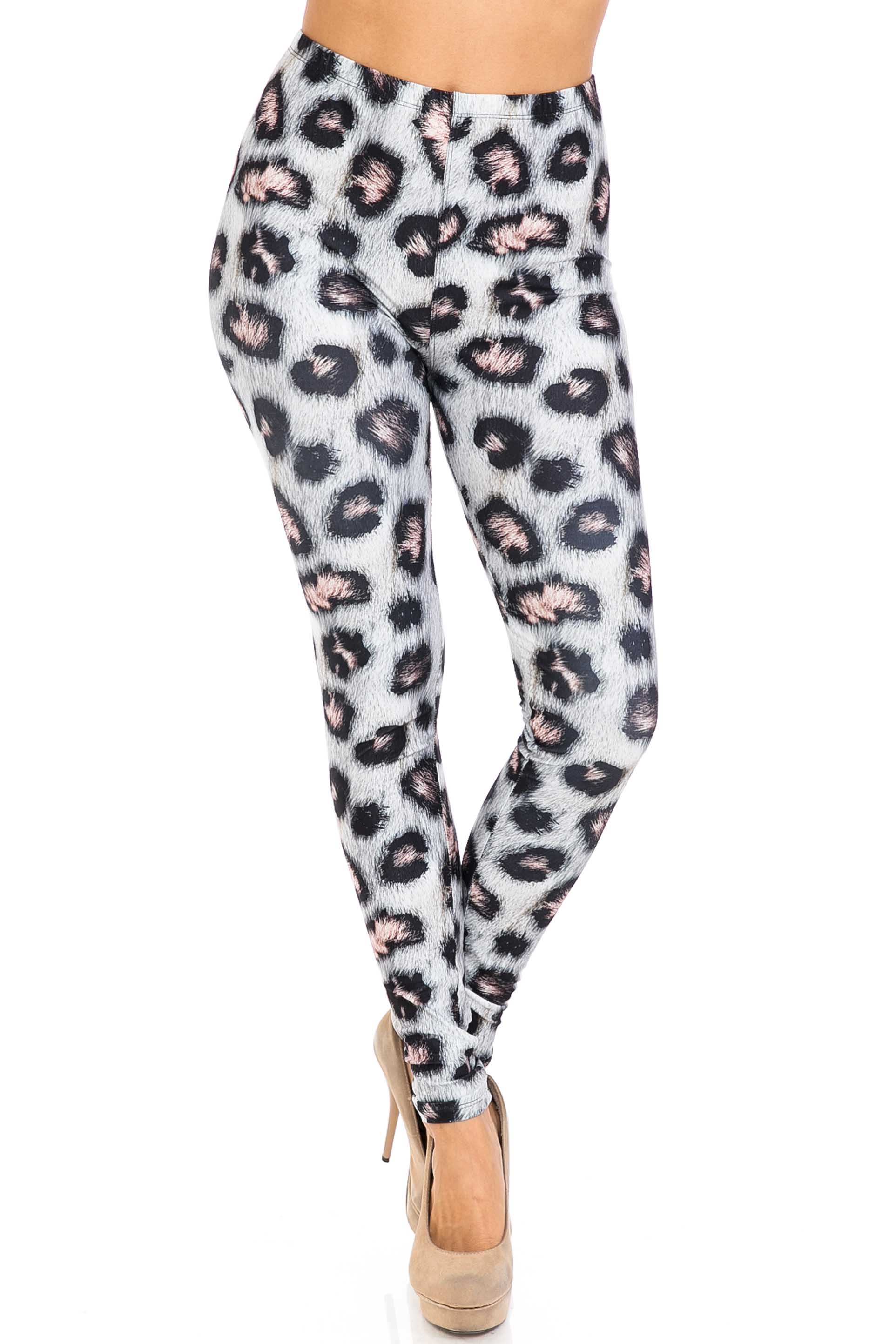Creamy Soft Moda Leopard Extra Plus Size Leggings - 3X-5X - USA Fashion (XPlus One Size,Charcoal)