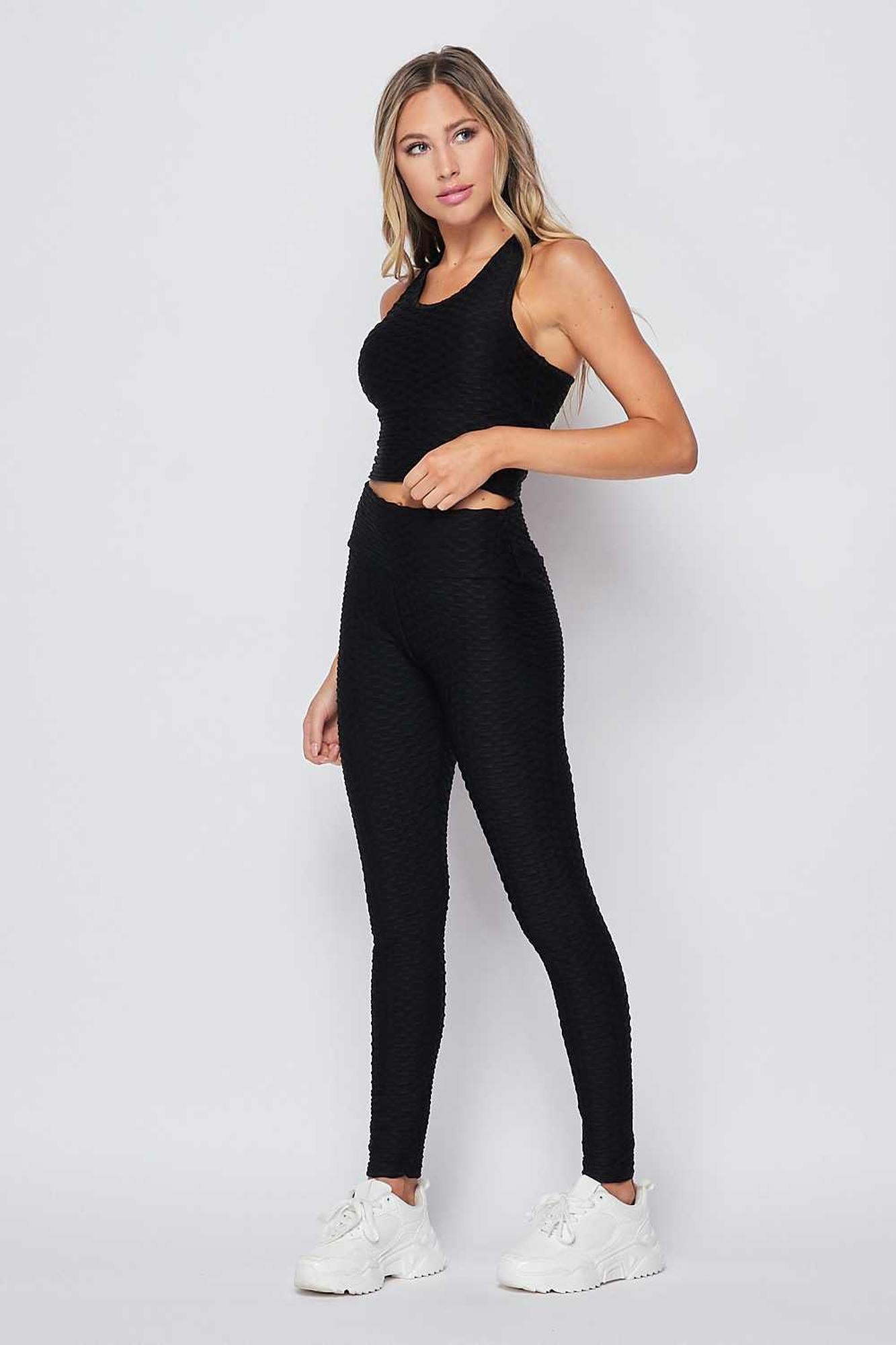 2 Piece Scrunch Butt Leggings and Crop Top Set | Plus Size