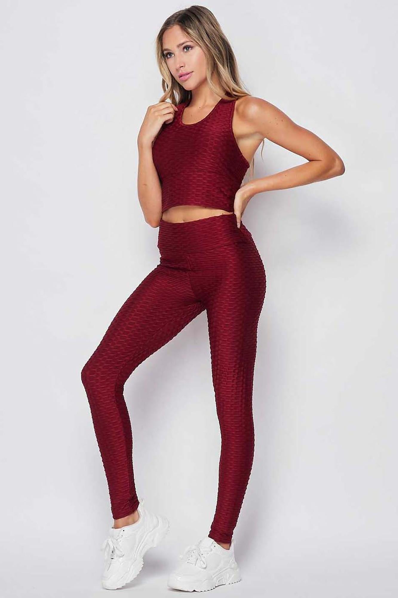 2 Piece Scrunch Butt Leggings and Crop Top Set - Plus Size