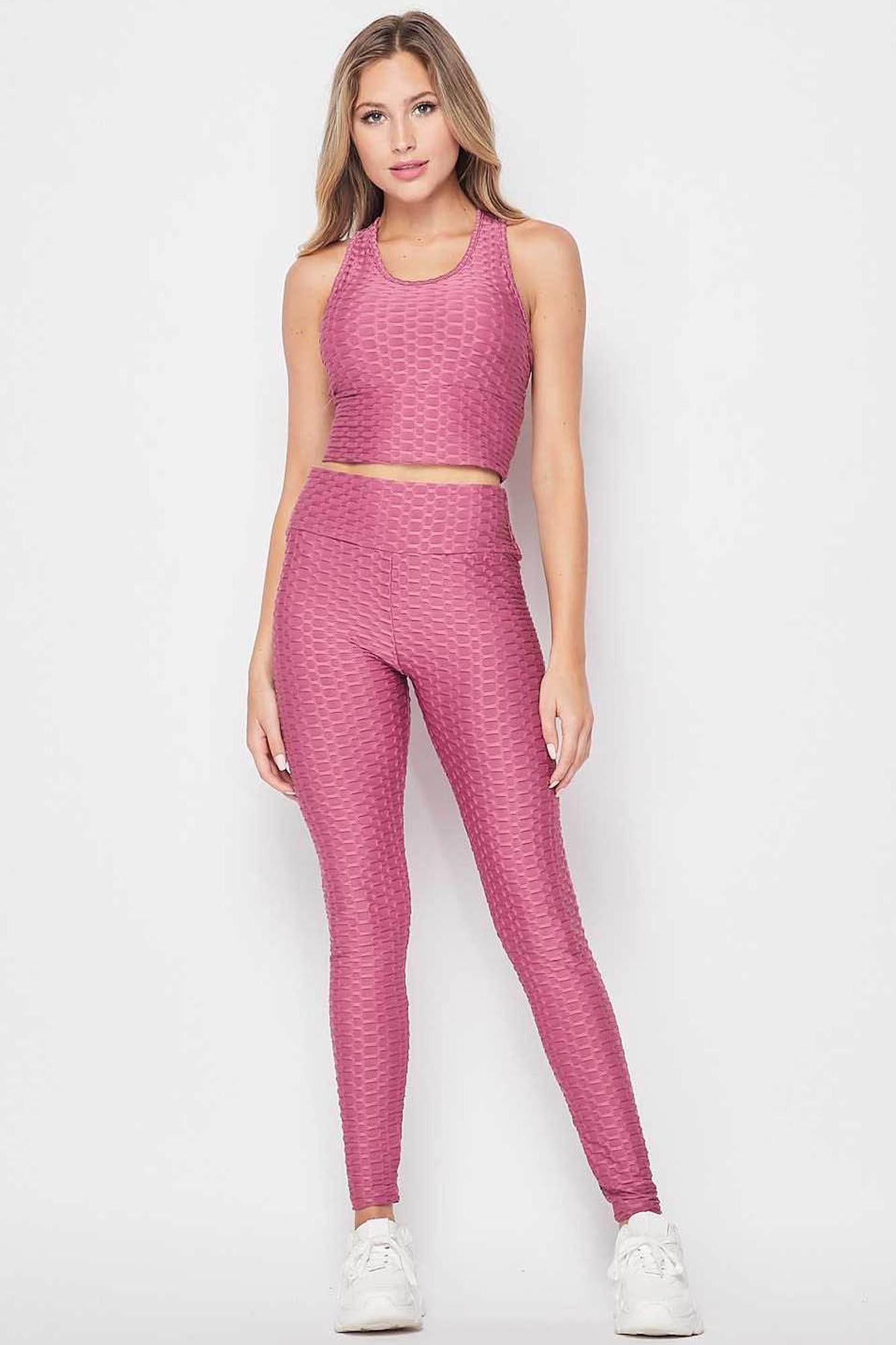 2 Piece Scrunch Butt Leggings and Crop Top Set | Plus Size