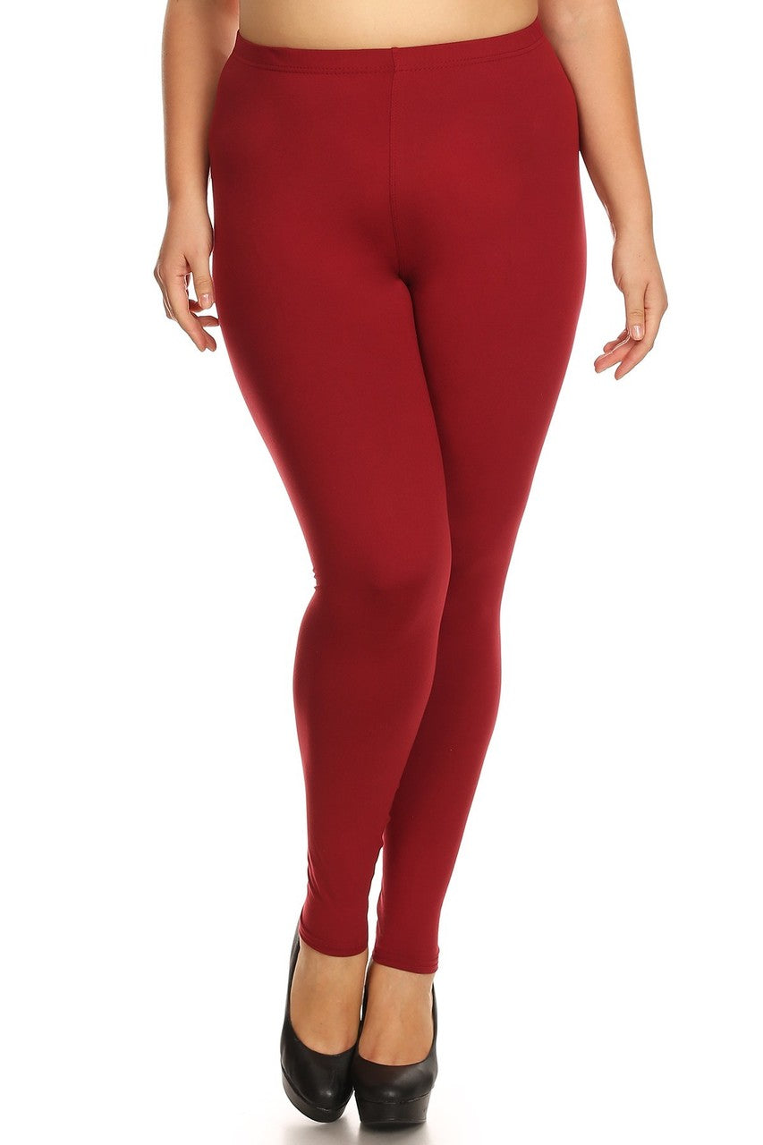 Brushed Basic Solid Leggings Extra Plus Size Leggings - 3X-5X - New Mix