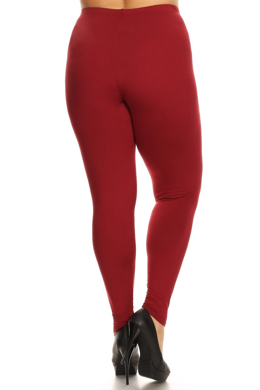 Brushed Basic Solid Leggings Extra Plus Size Leggings - 3X-5X - New Mix