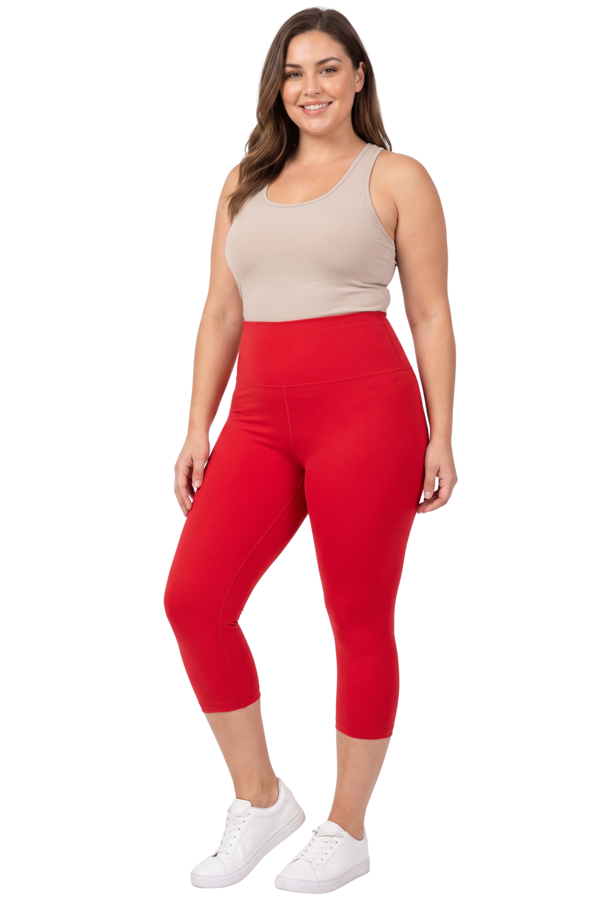 Brushed Basic Solid High Waisted Plus Size Capris | 5 Inch | New Mix