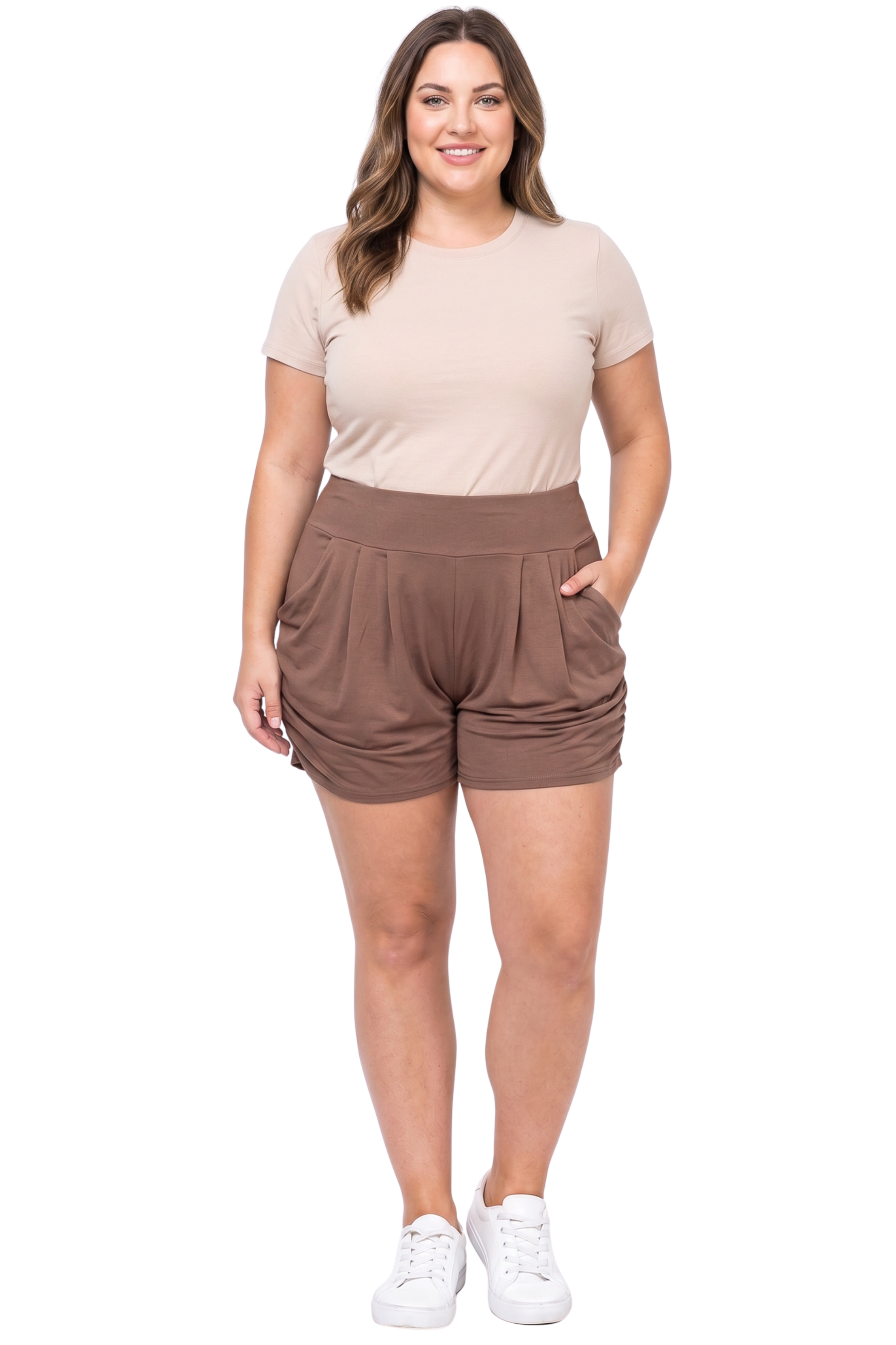 Buttery Smooth Solid Basic Plus Size Harem Shorts
