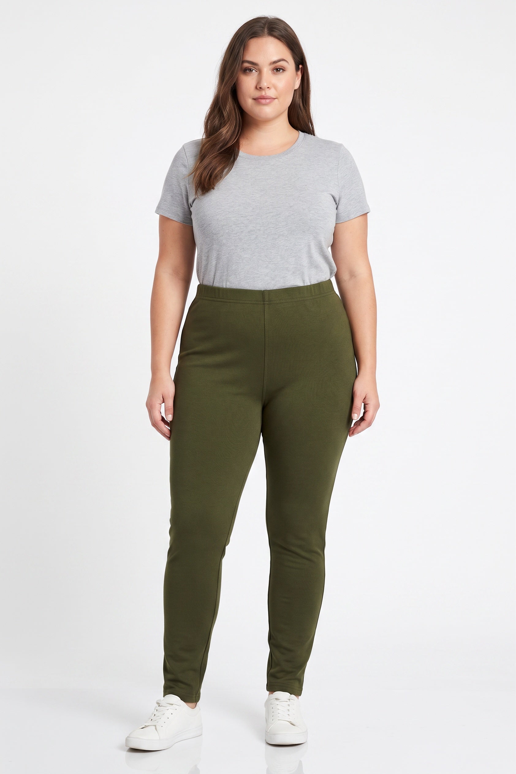 Warm Solid Fur Lined Plus Size Leggings