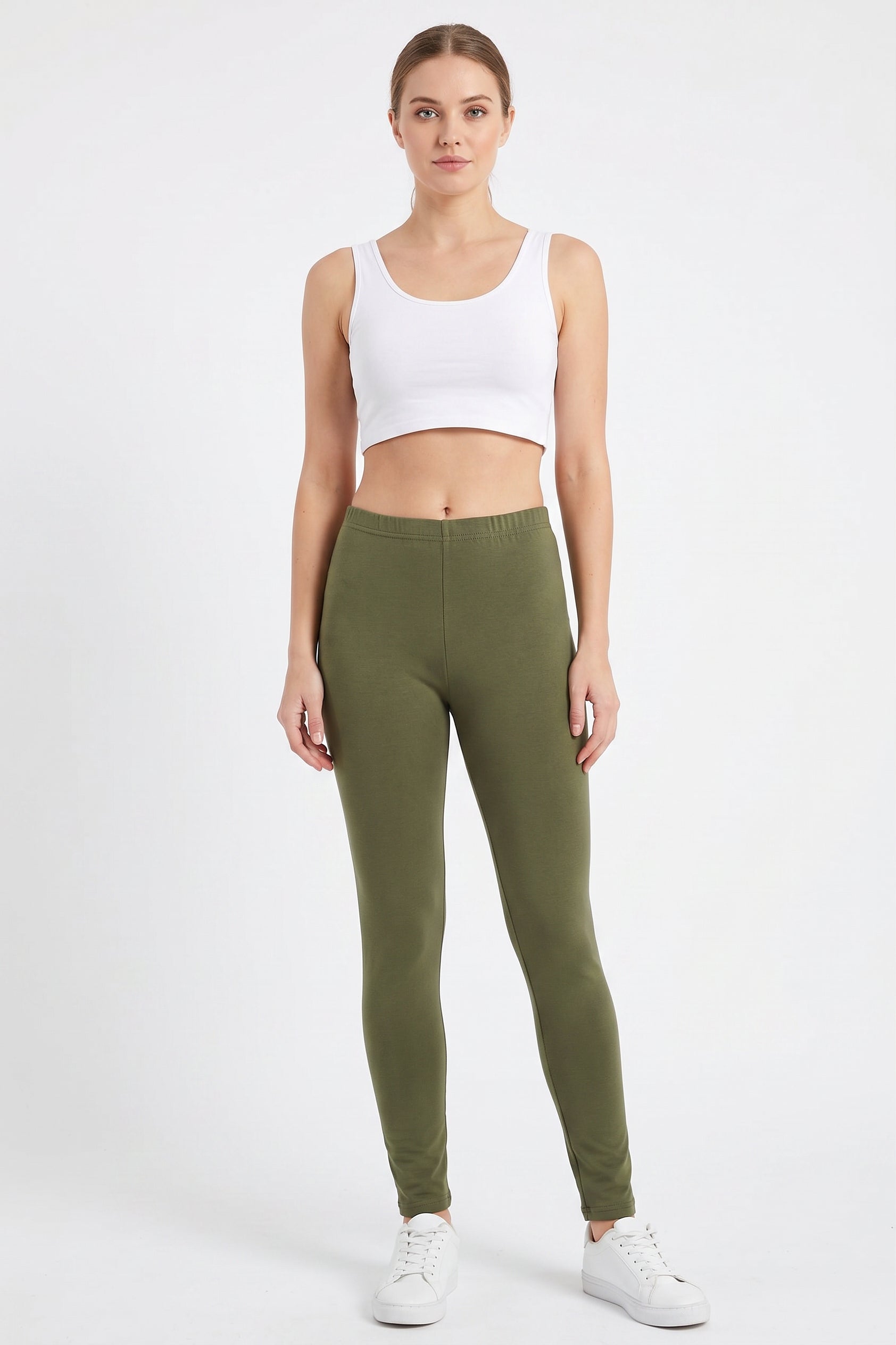 Solid Warm Fur Lined Leggings