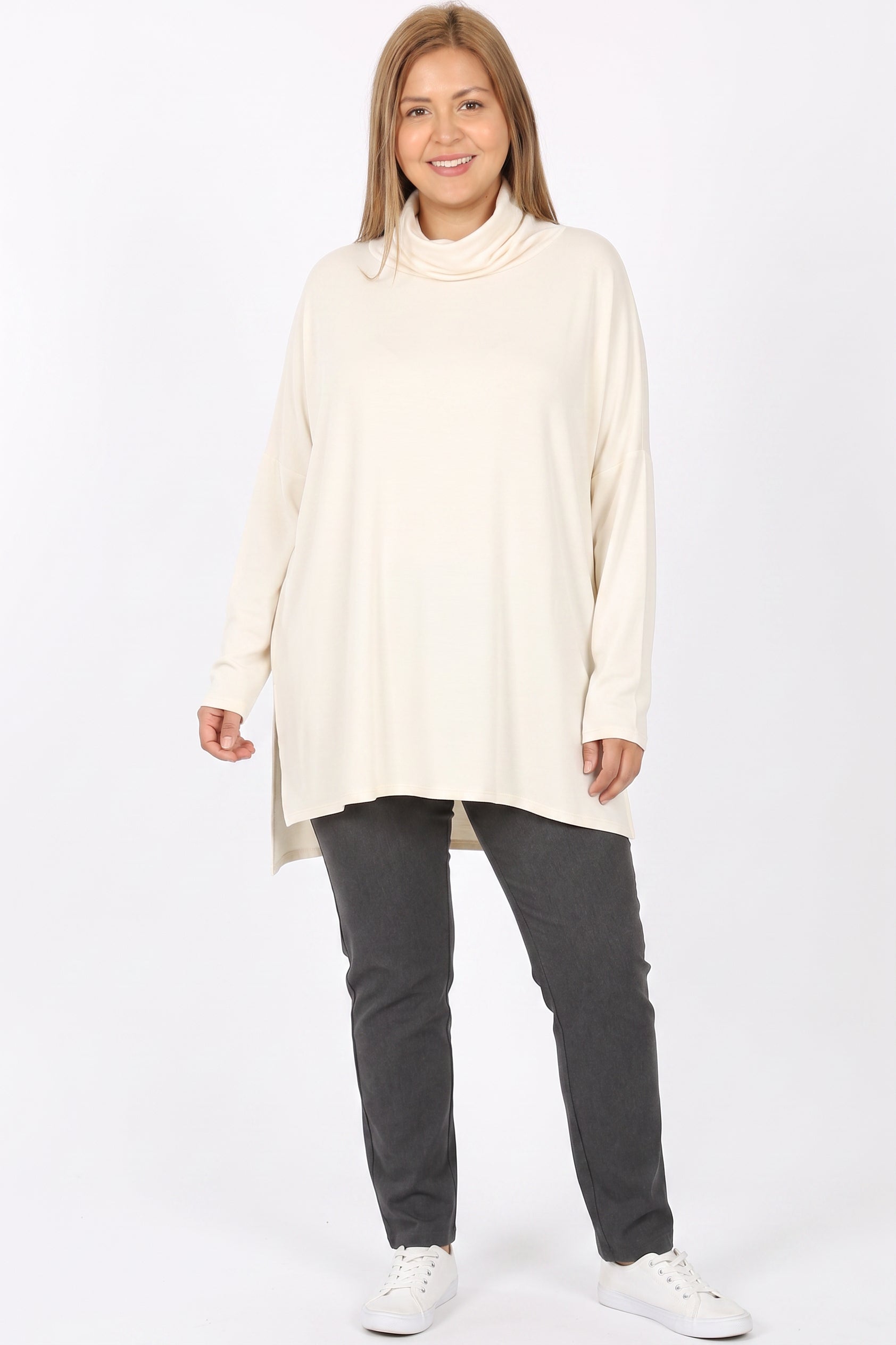 Rayon Cowl Neck Dolman Sleeve Plus Size Top