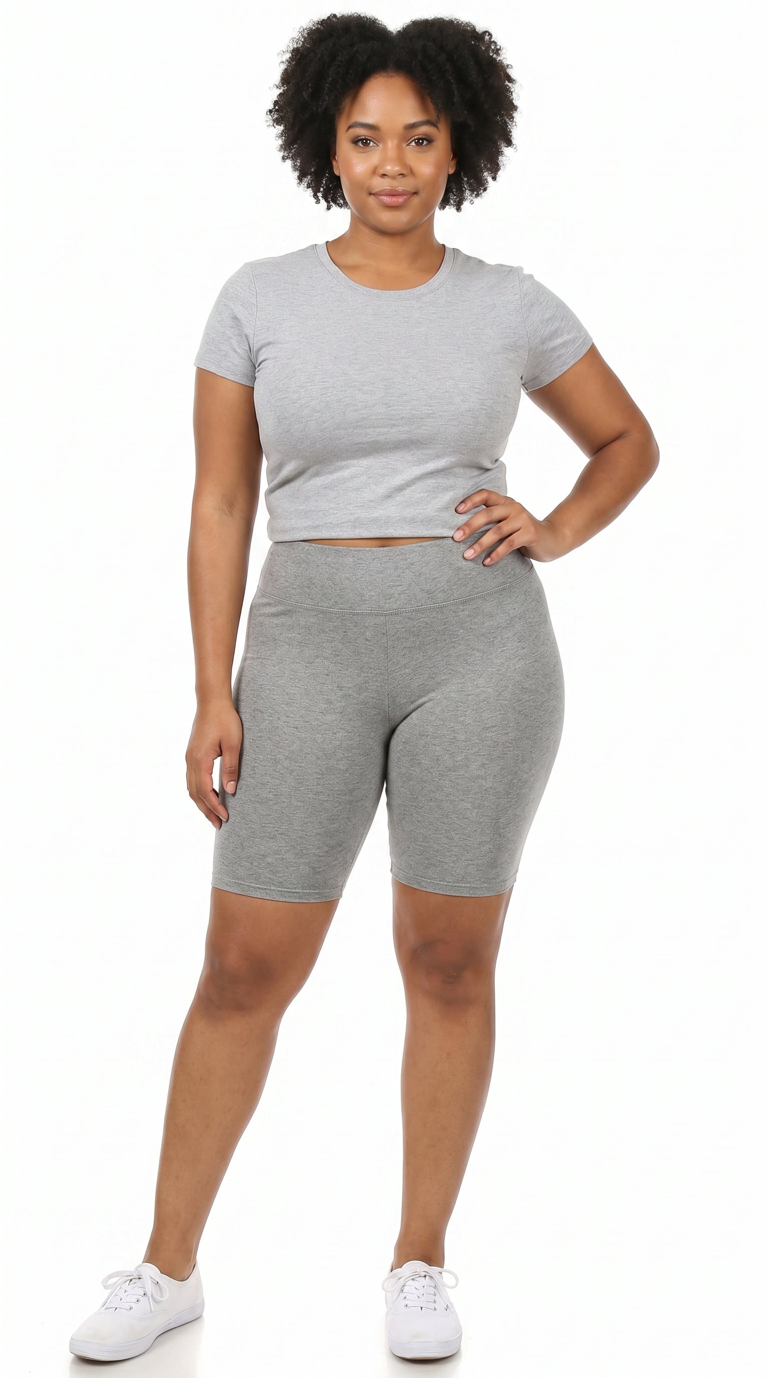 Buttery Smooth Basic Solid Plus Size Biker Shorts | 3 Inch