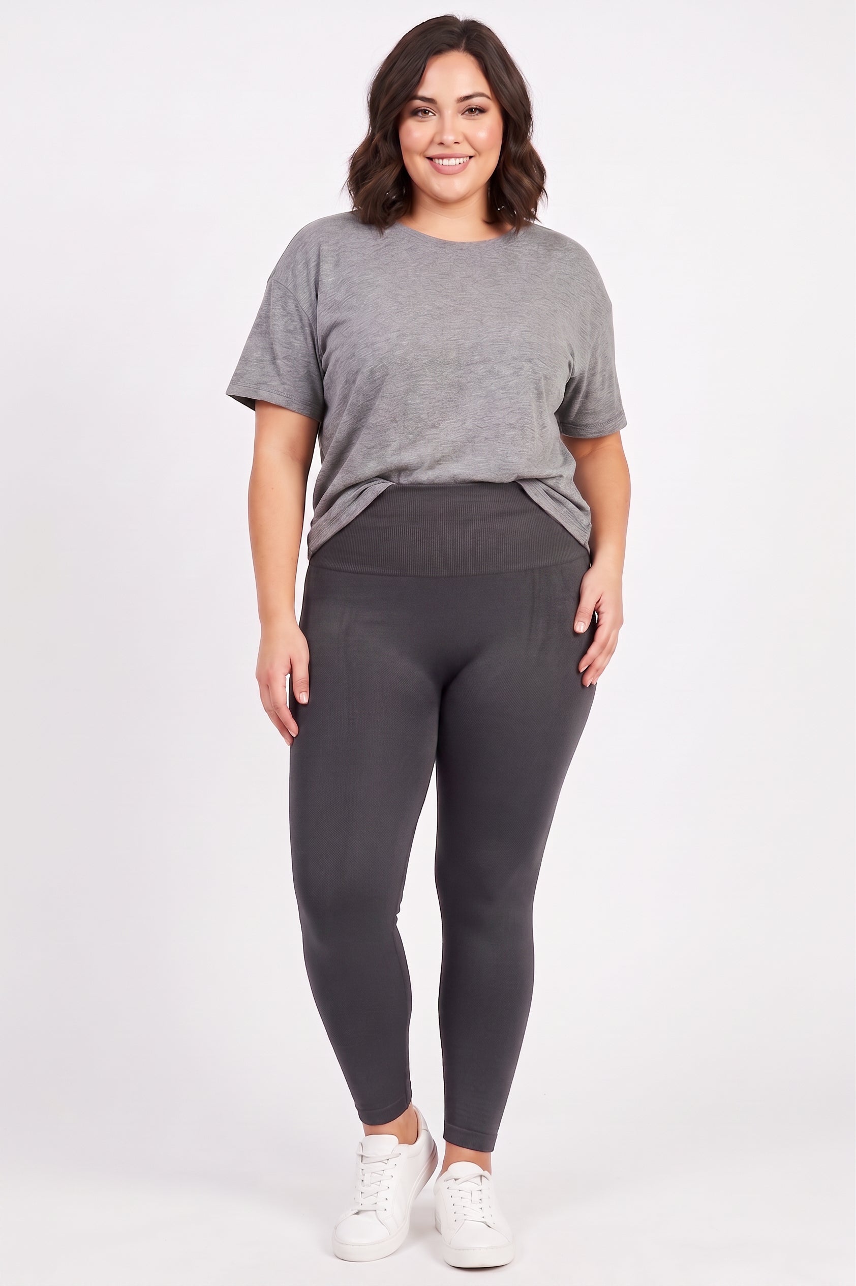 High Waist French Terry Compression Leggings | Plus Size