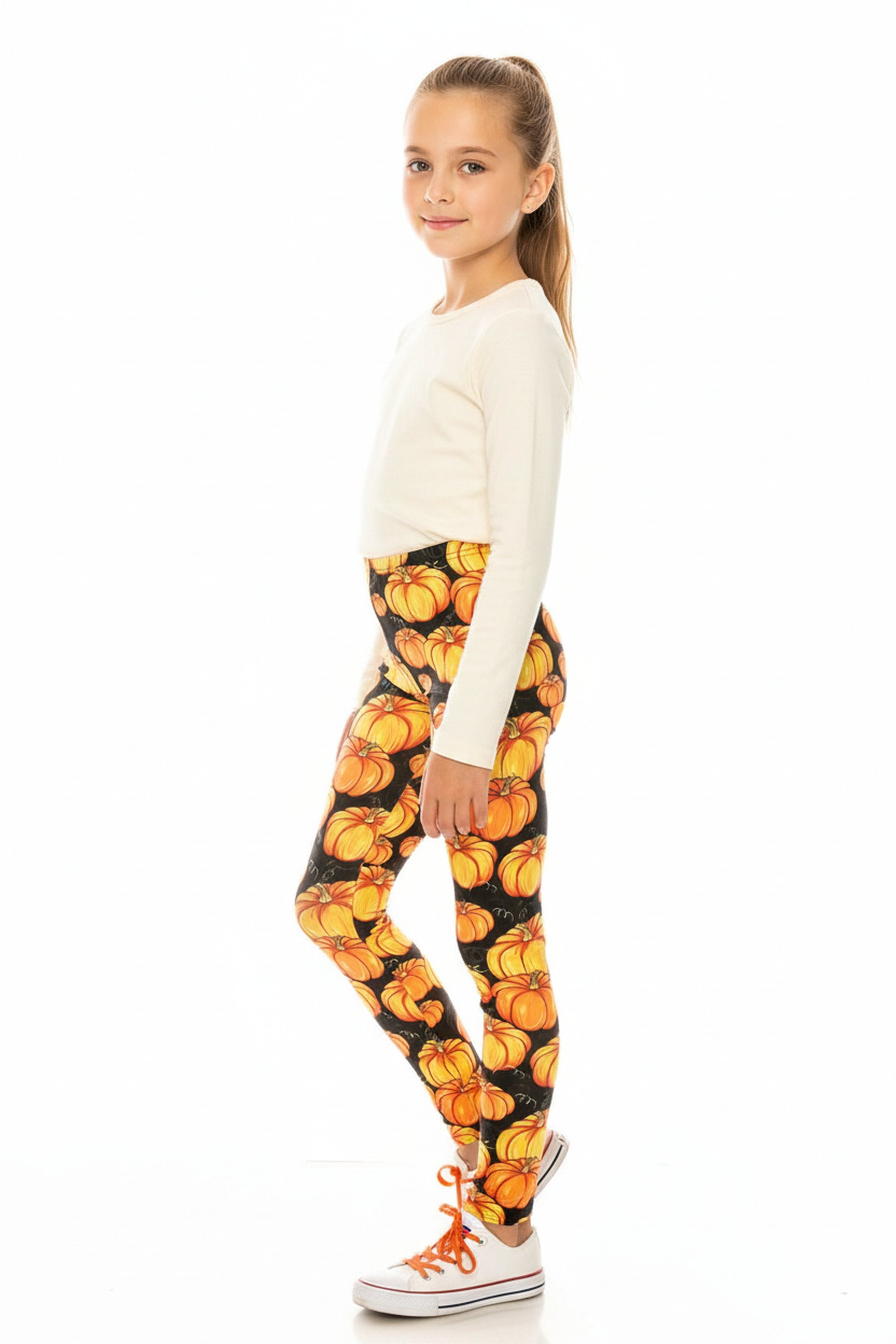 Creamy Soft Autumnal Pumpkins Kids Leggings | USA Fashion™