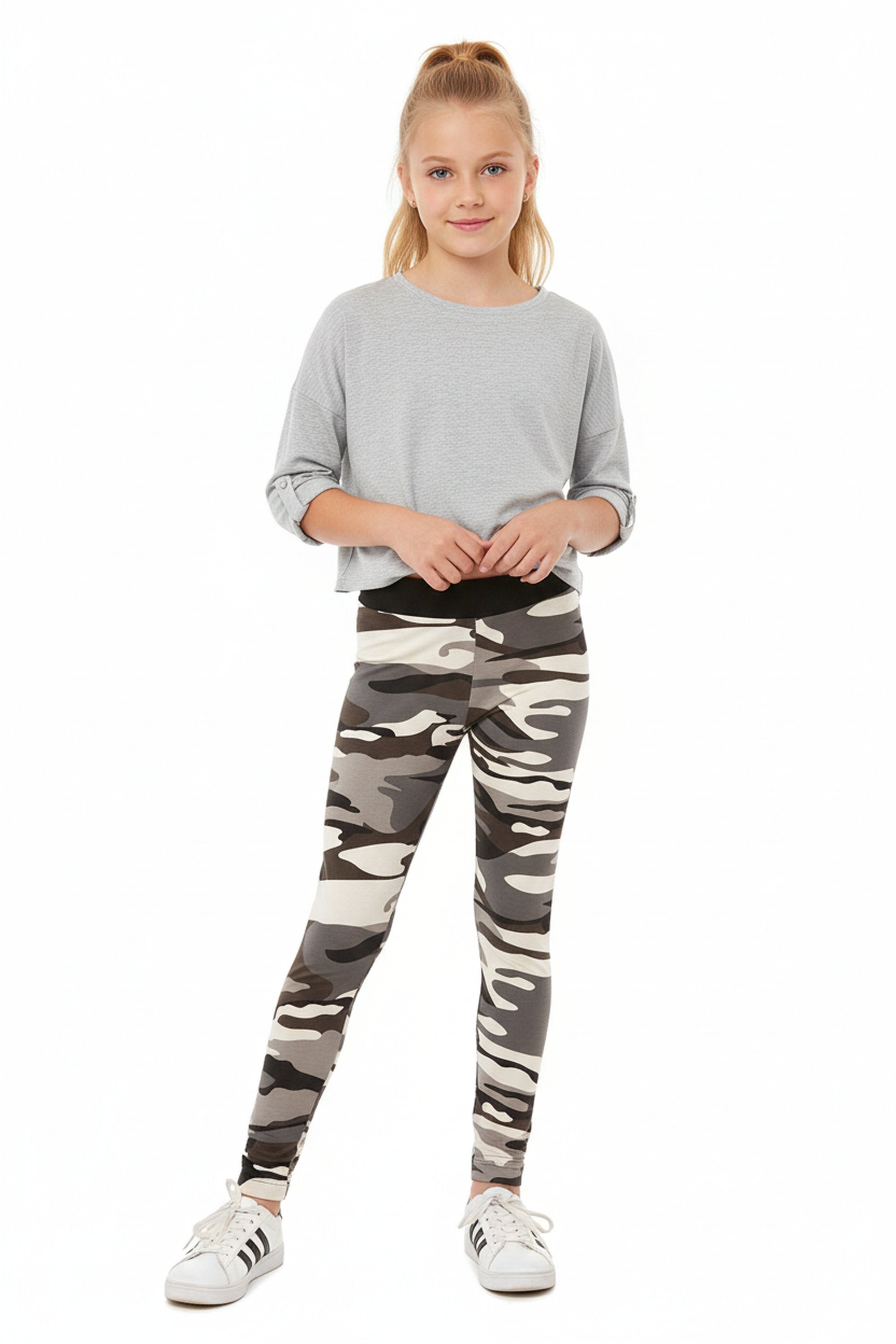 Buttery Smooth Charcoal Camouflage Kids Leggings - EEVEE