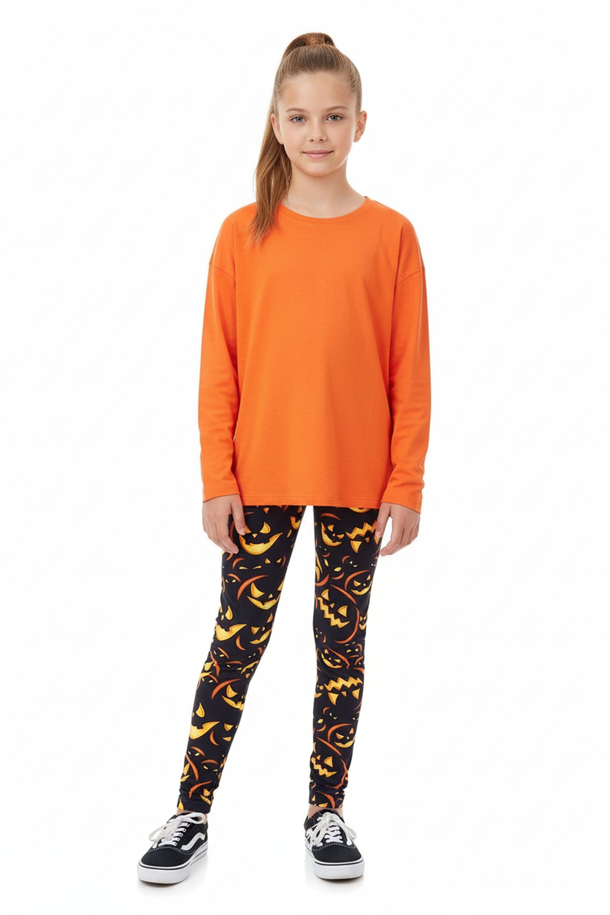 Soft Brushed Evil Halloween Pumpkins Kids Leggings