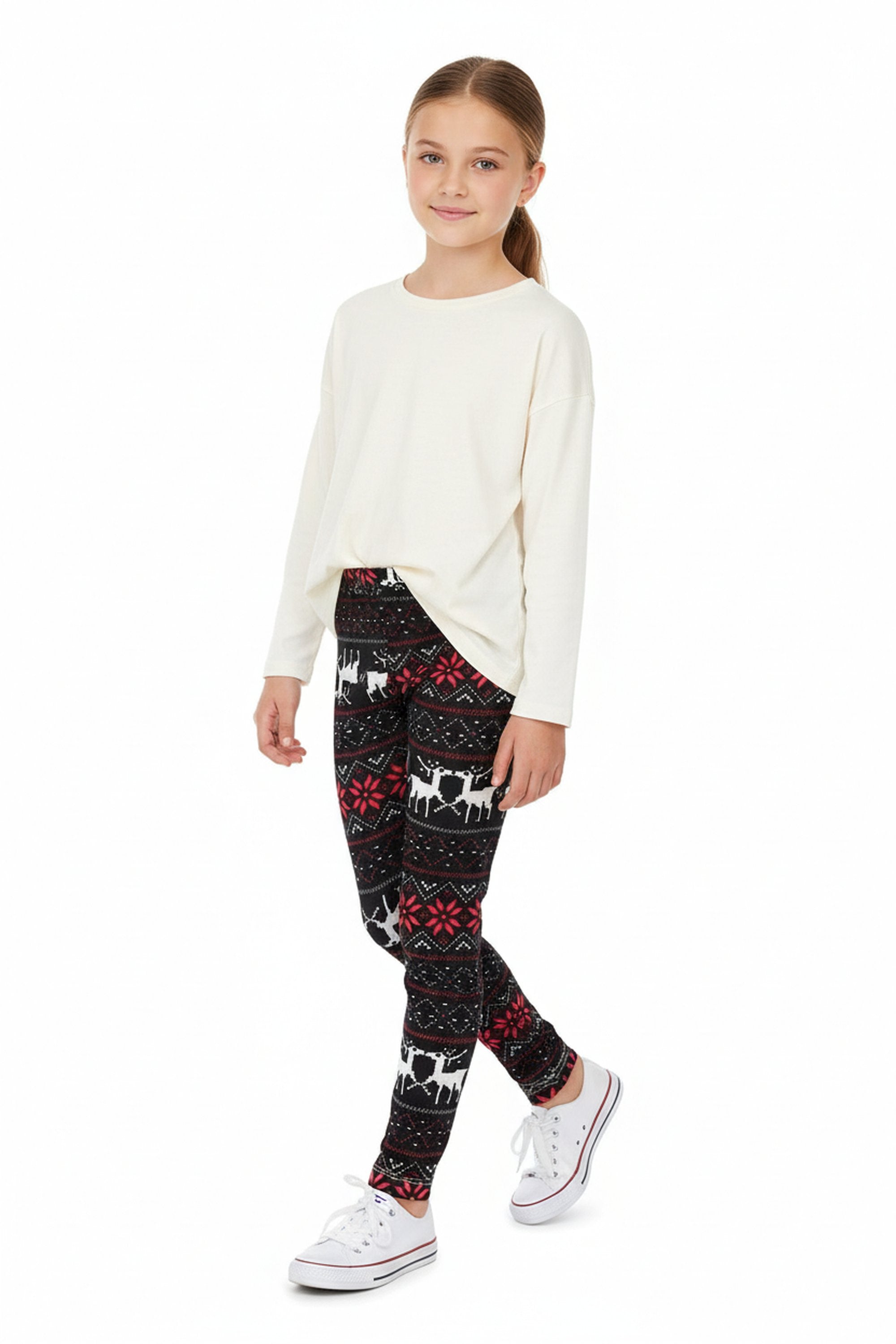 Brushed Reindeer Kids Leggings