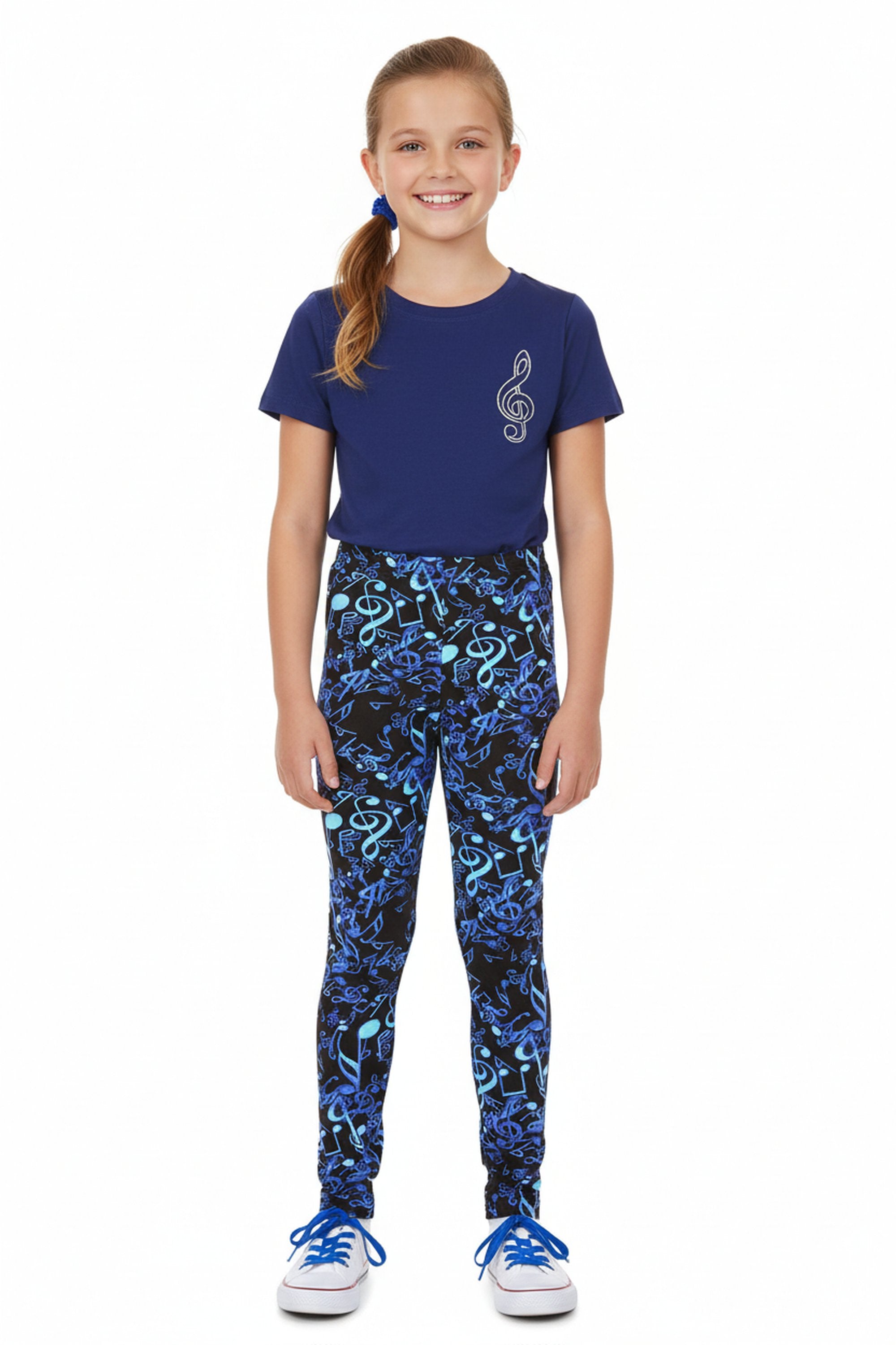 Buttery Smooth Electric Blue Music Note Kids Leggings