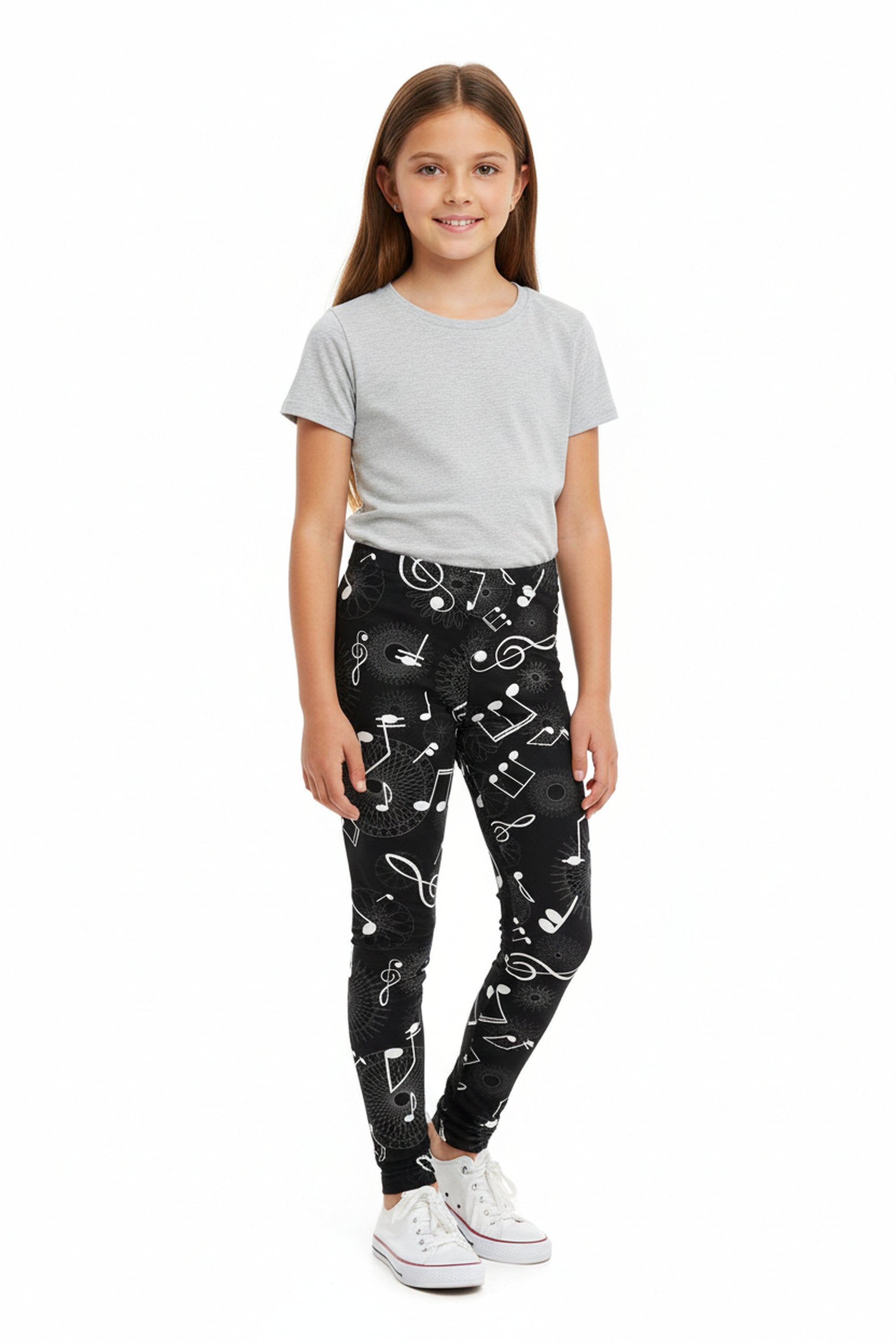 Brushed Musical Note Geometry Kids Leggings