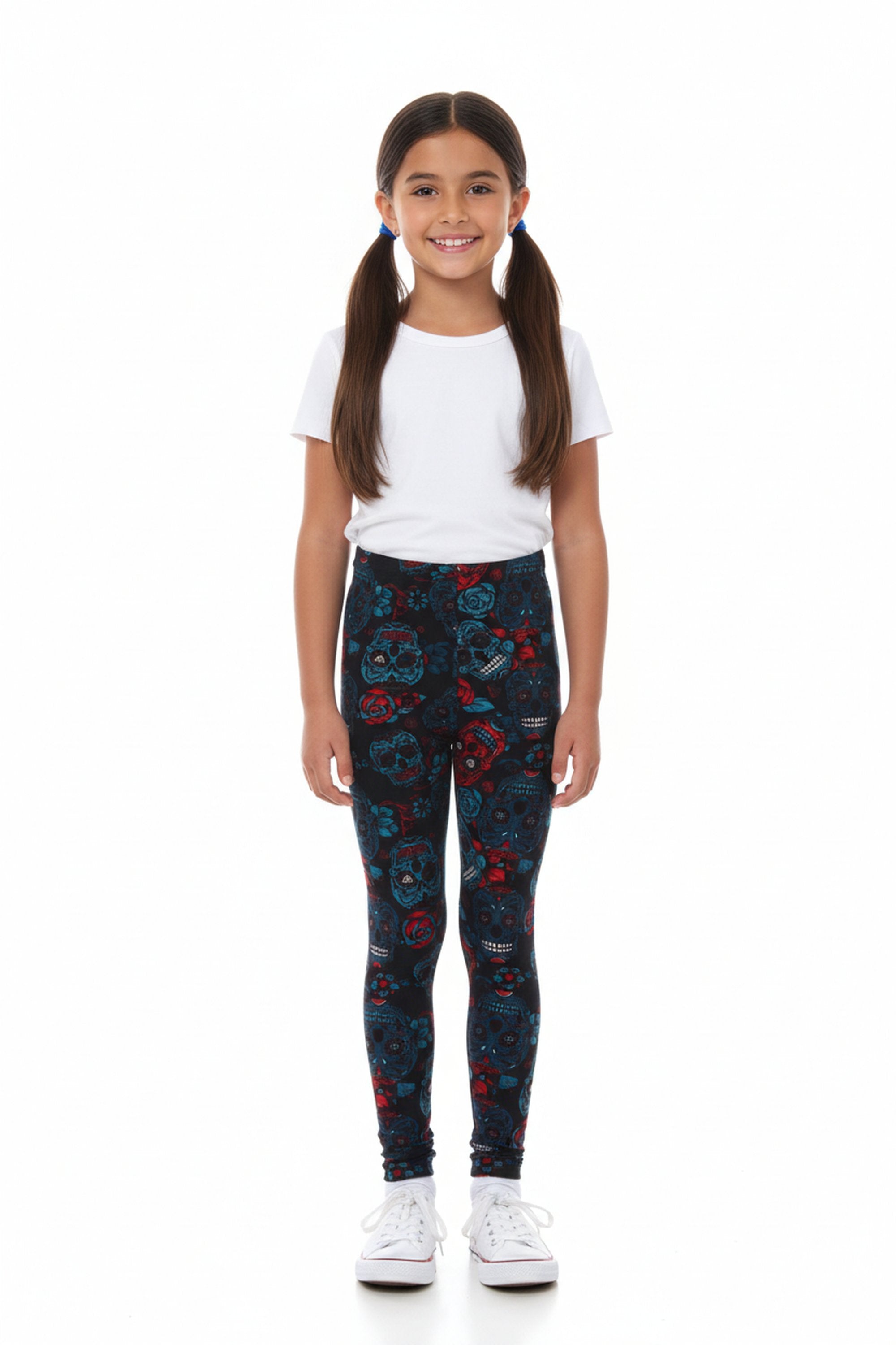 Blue Sugar Skulls Kids Leggings