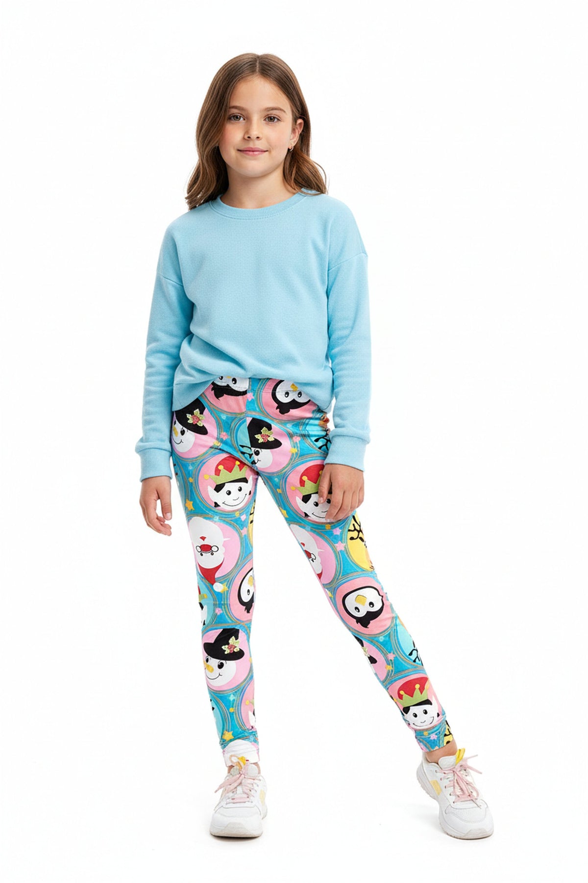 Cute Christmas Faces Kids Leggings