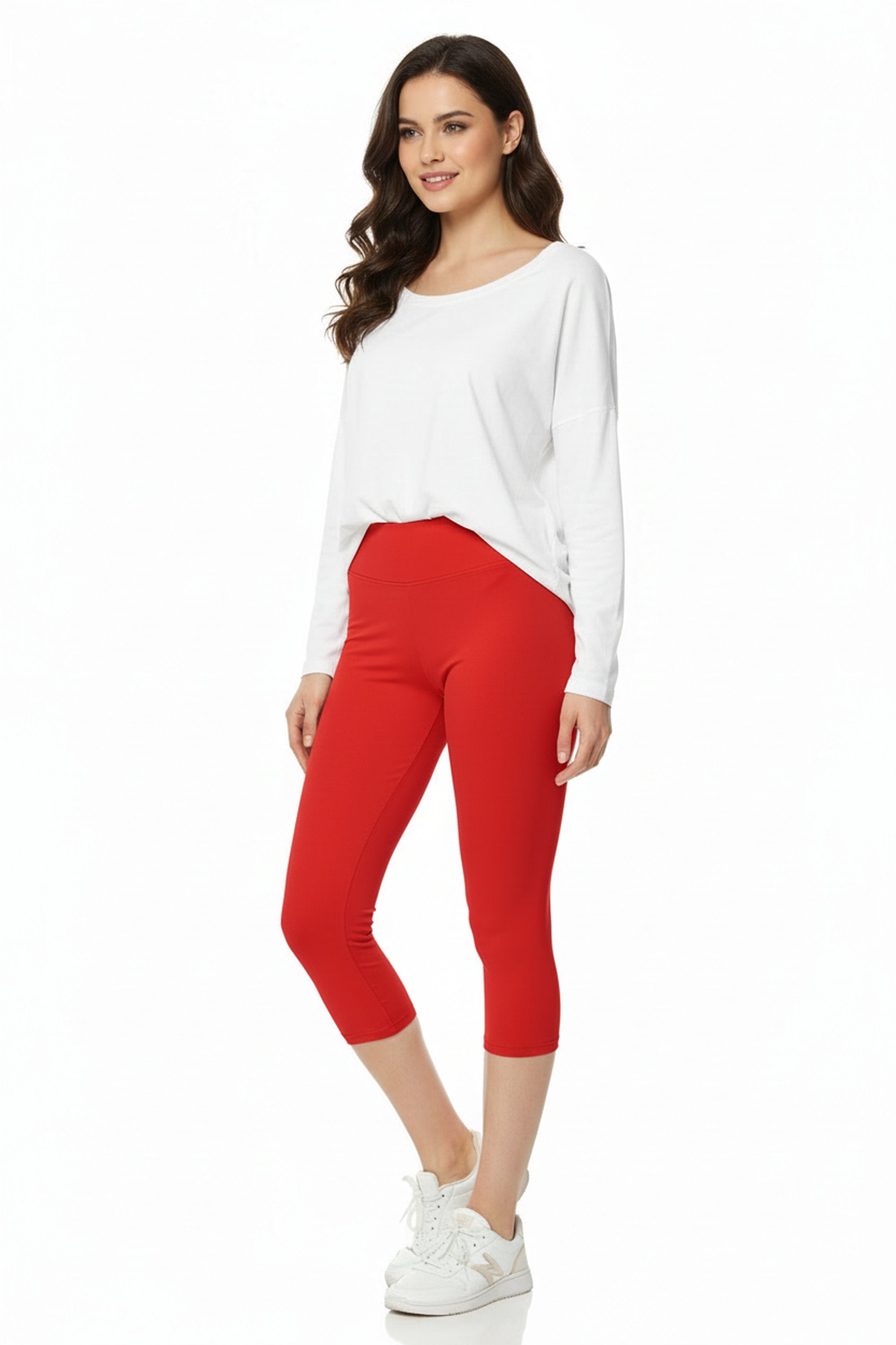 Brushed Basic Solid High Waisted Plus Size Capris | 3 Inch | New Mix