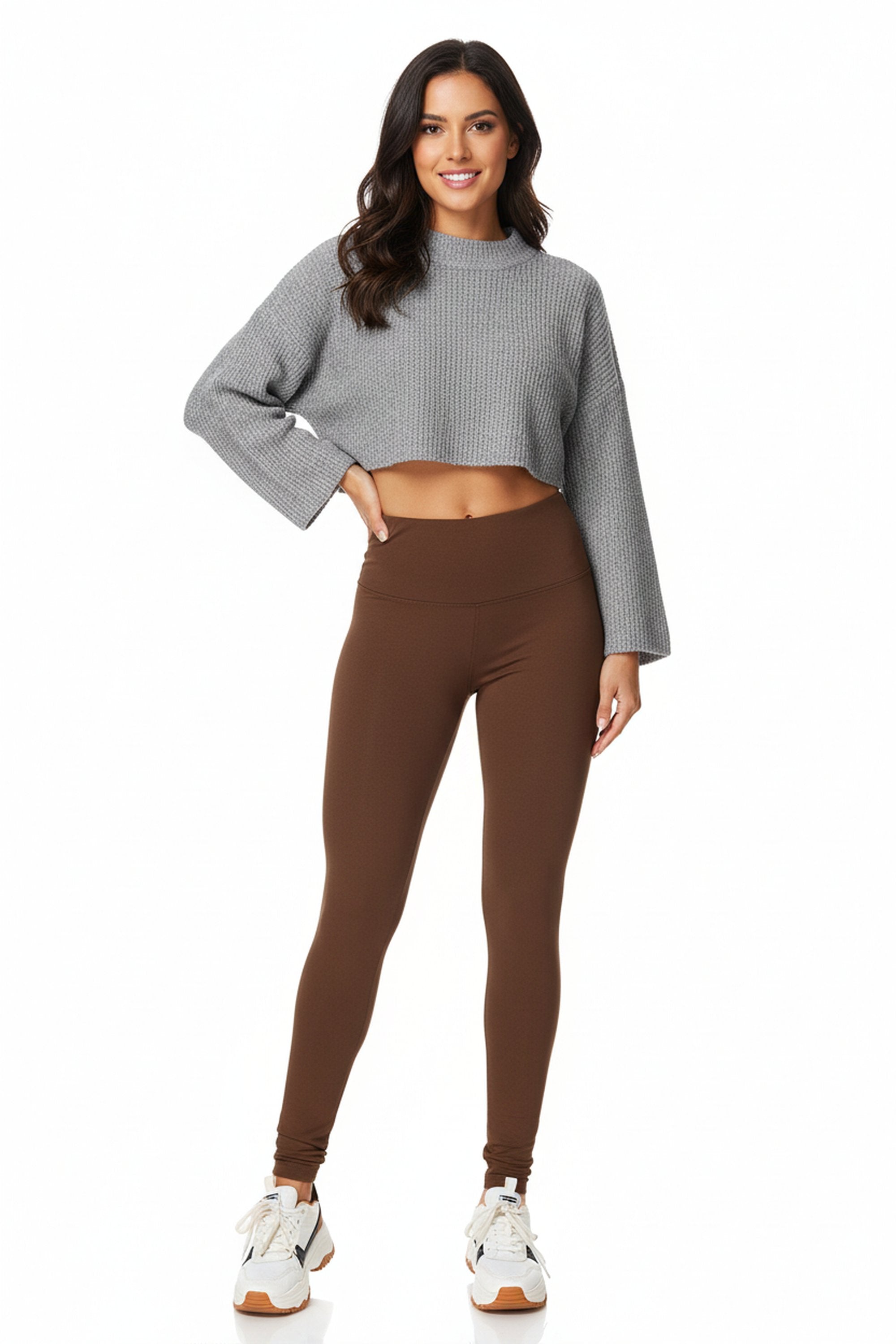 Brushed High Waisted Basic Solid Plus Size Leggings | 5 Inch Waist