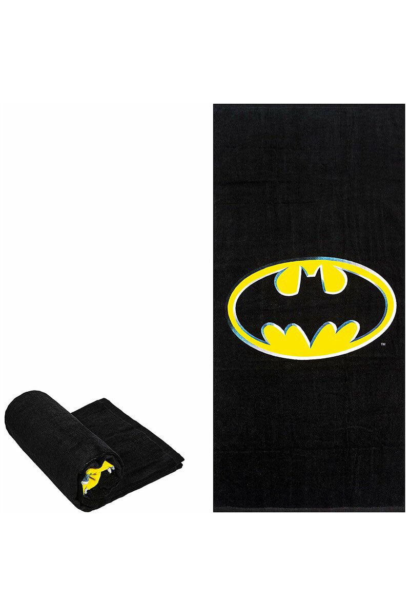 Batman Logo Oversized Cotton Beach Towel (One Size Regular,Black)