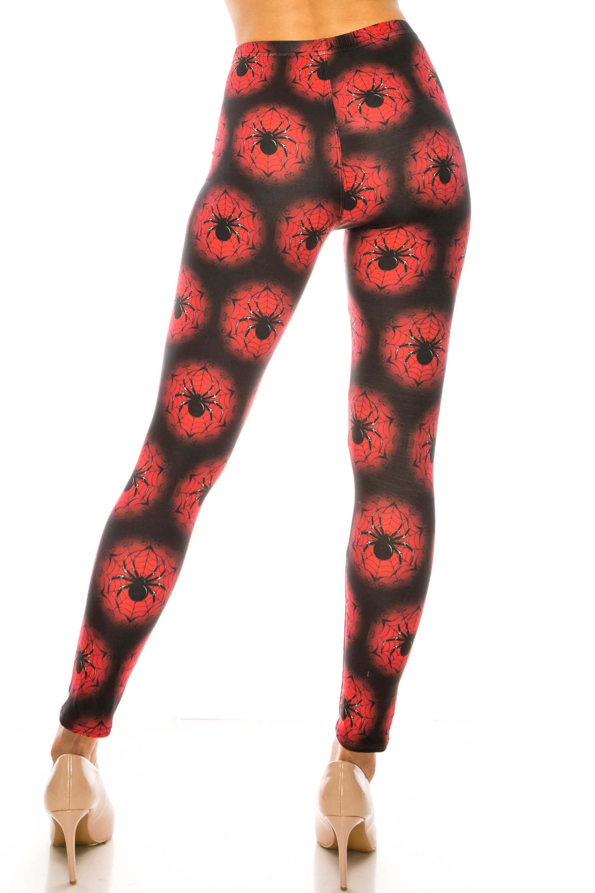 Creamy Soft Black Widow Spider Web Extra Plus Size Leggings - 3X-5X - USA Fashion (Red,XPlus One Size)