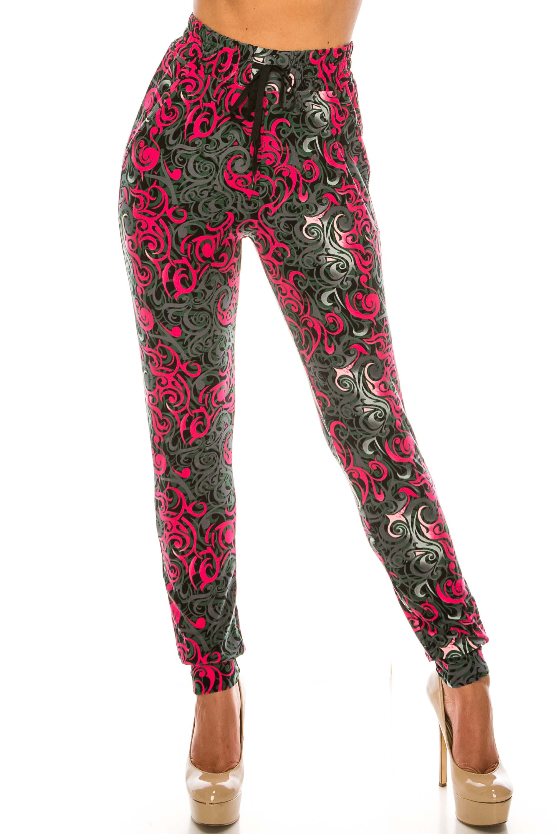 Buttery Smooth Fuchsia Hypnotic Swirl Joggers