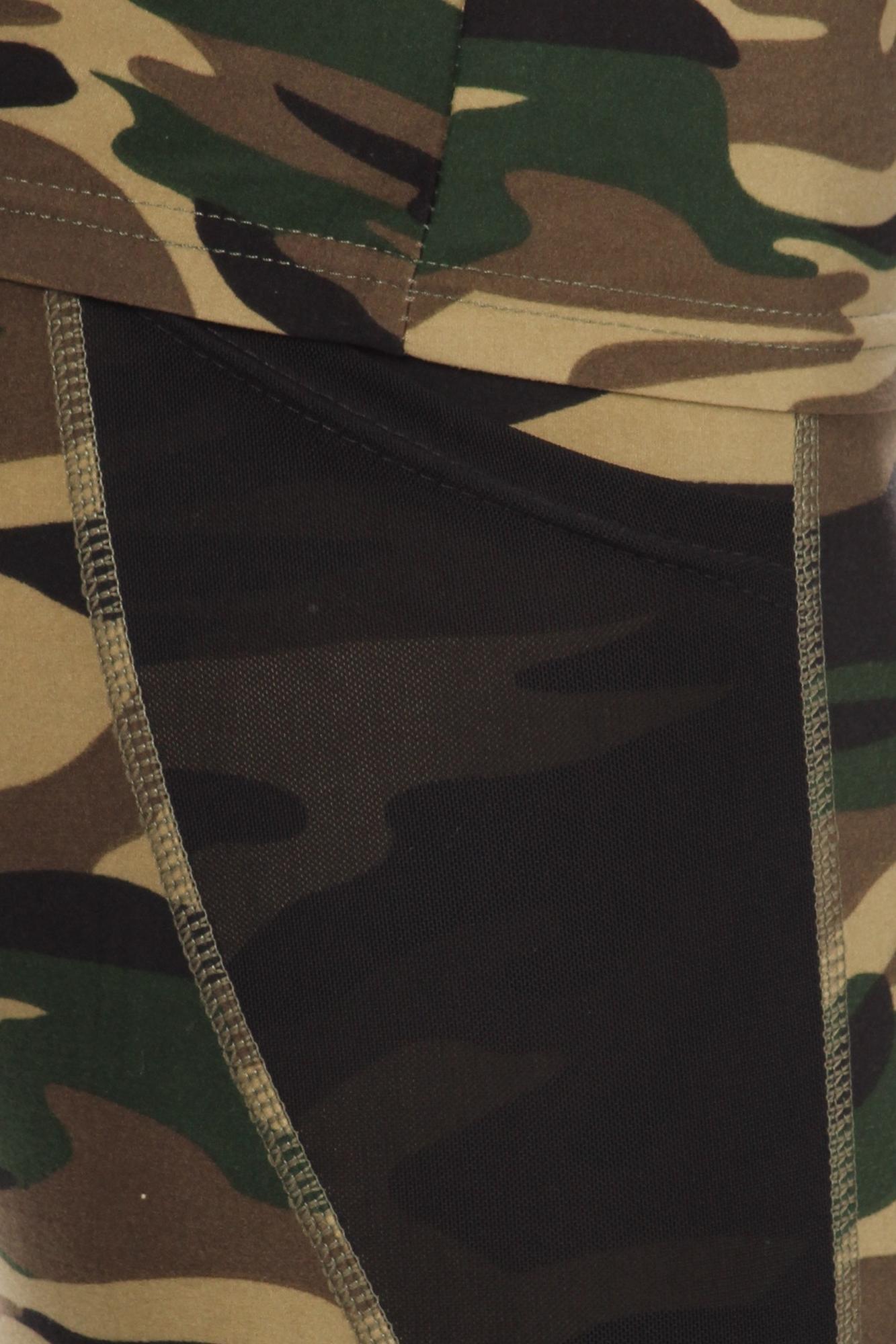 3 Piece Green Camouflage Mesh Mix Leggings Tank Top and Hooded Jacket Set