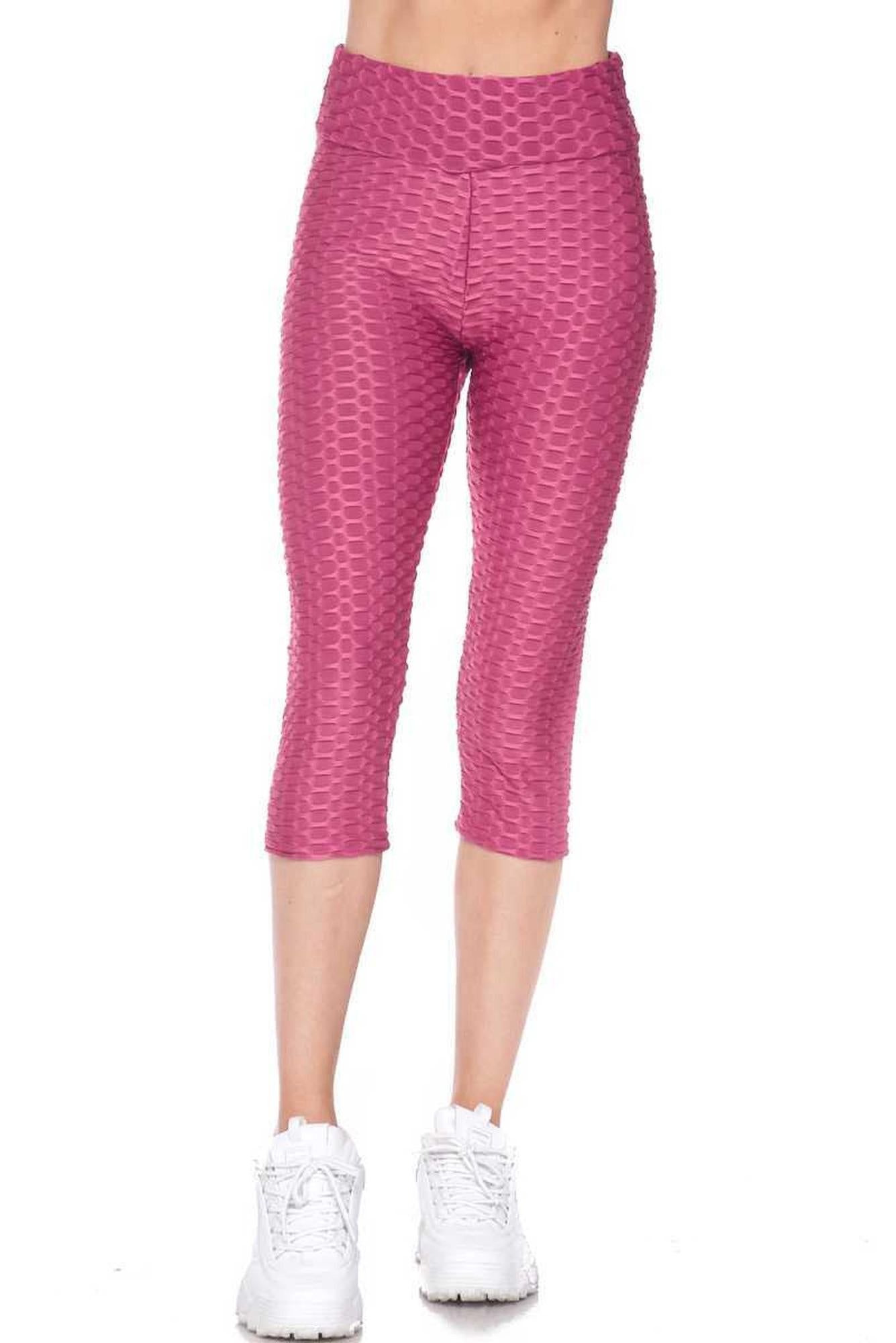 Scrunch Butt Textured High Waisted Plus Size Capris