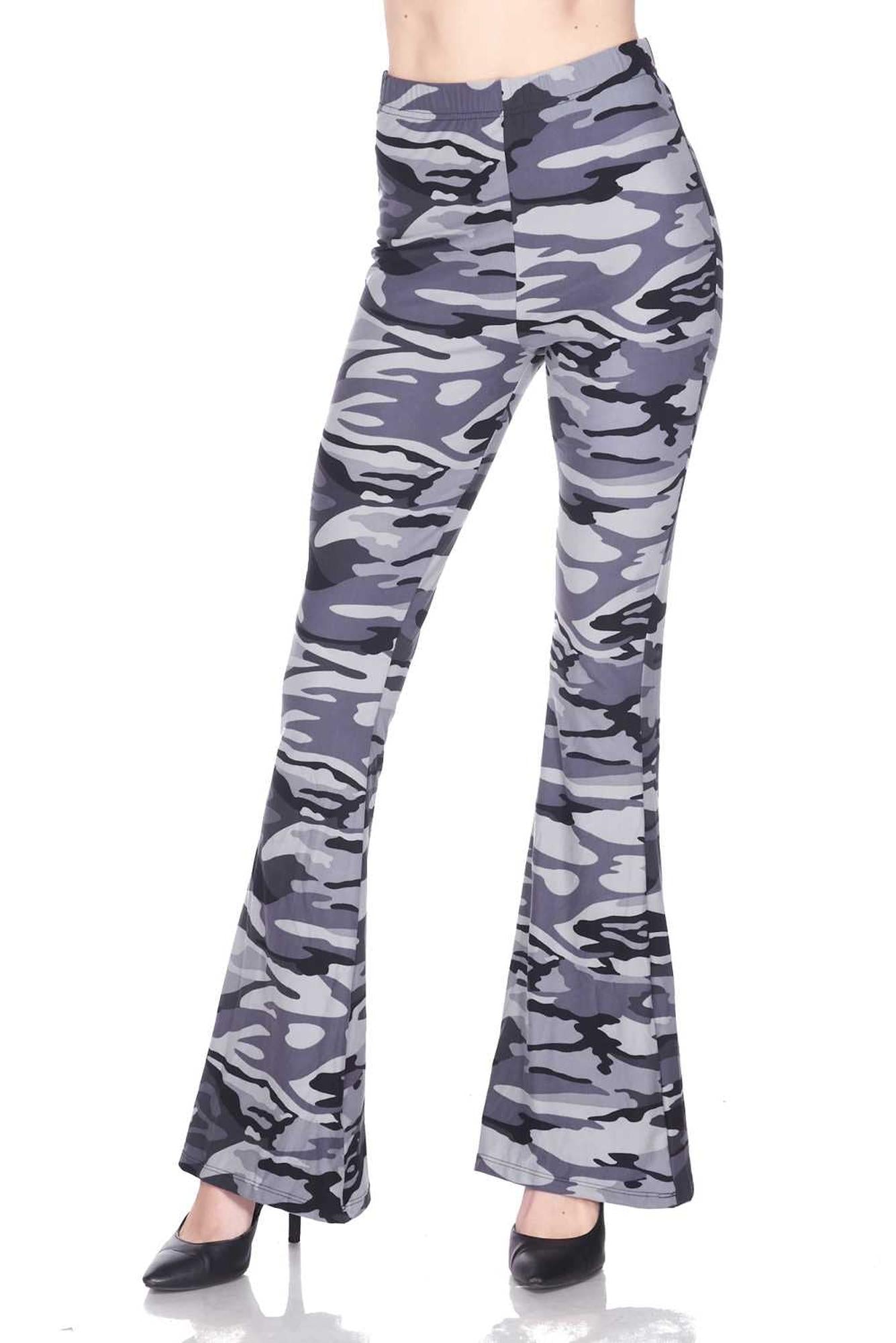 Buttery Smooth Charcoal Camouflage Bell Bottom Leggings