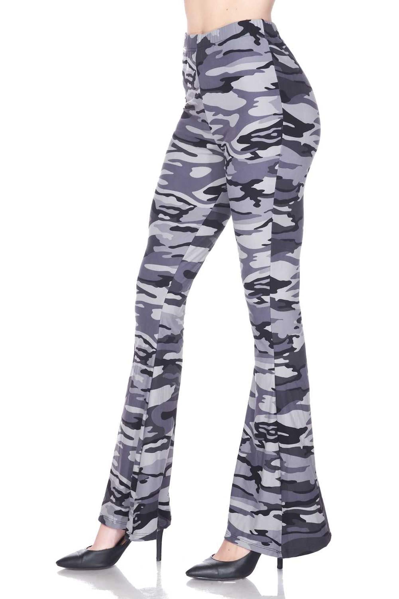 Buttery Smooth Charcoal Camouflage Bell Bottom Leggings