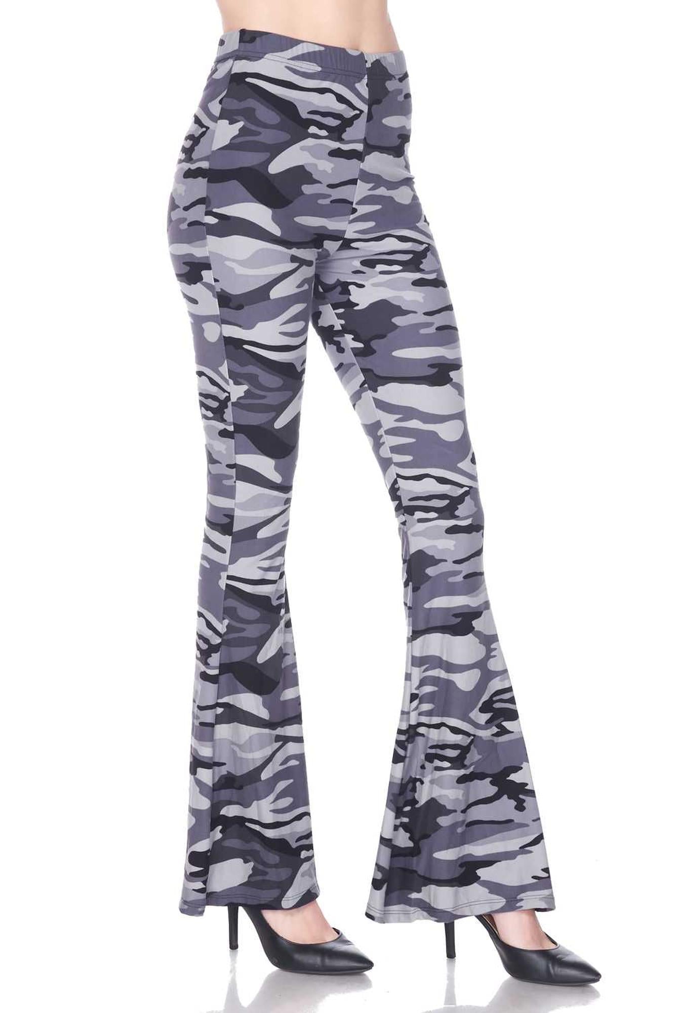Buttery Smooth Charcoal Camouflage Bell Bottom Leggings