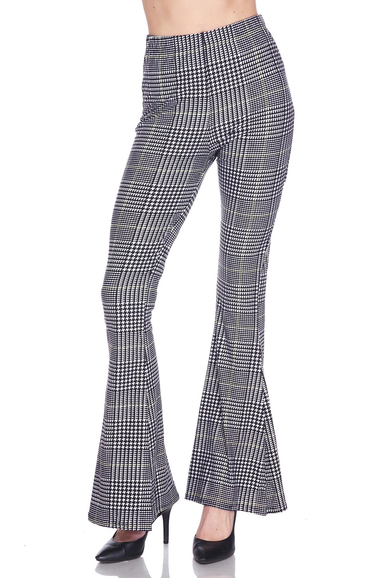 Buttery Smooth Sunshine Plaid Bell Bottom Leggings
