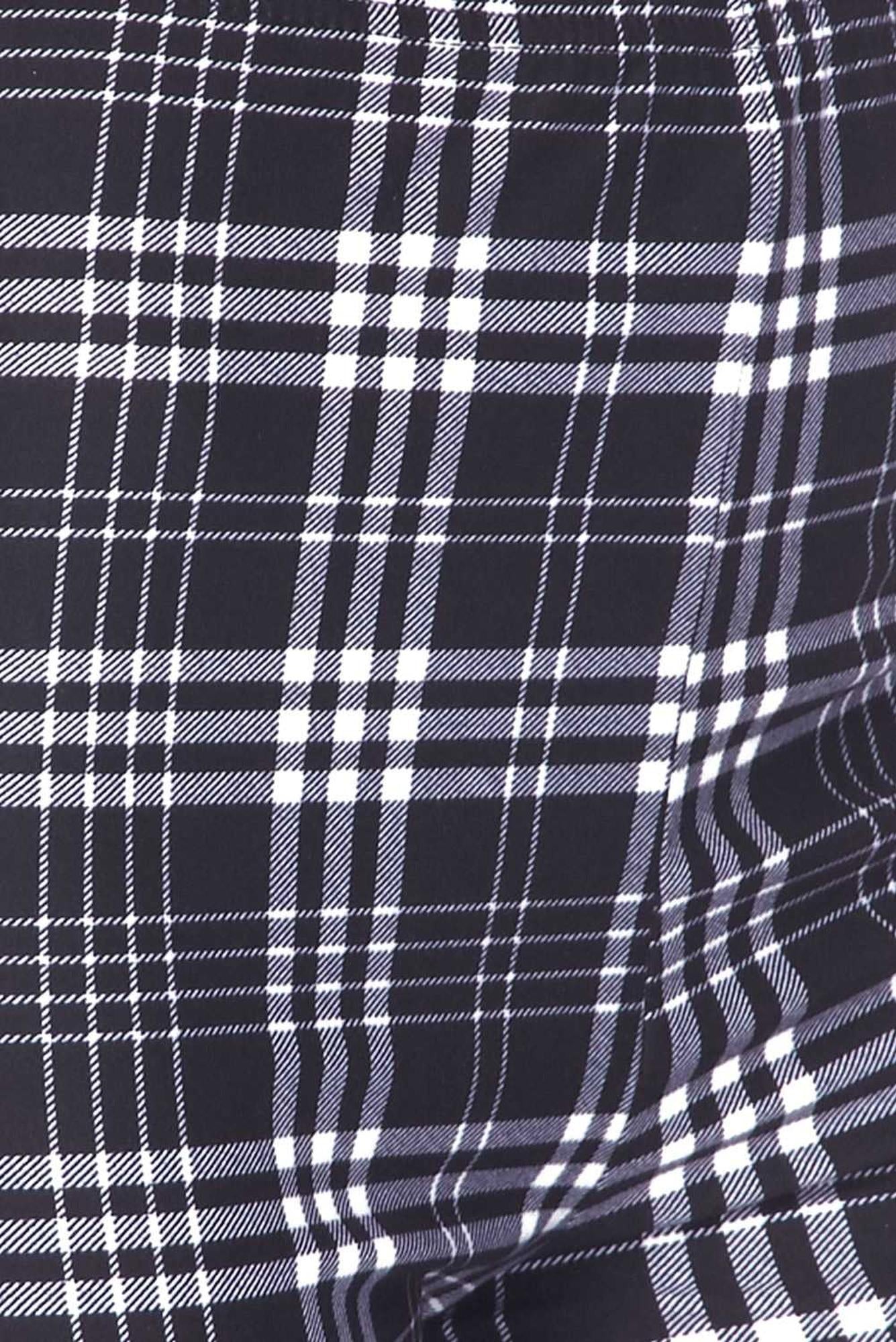 Buttery Smooth Traditional Black and White Plaid Bell Bottom Leggings