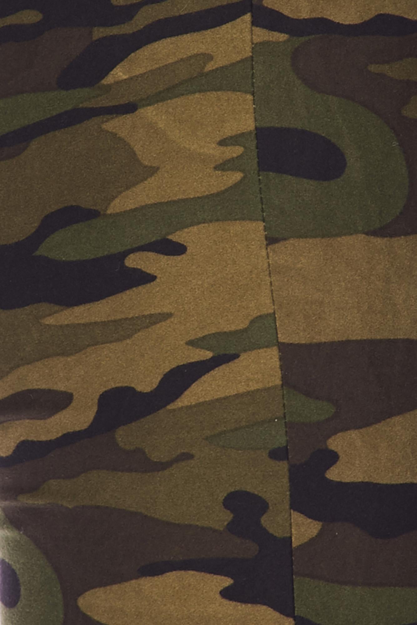Brushed Green Camouflage Bell Bottom Leggings