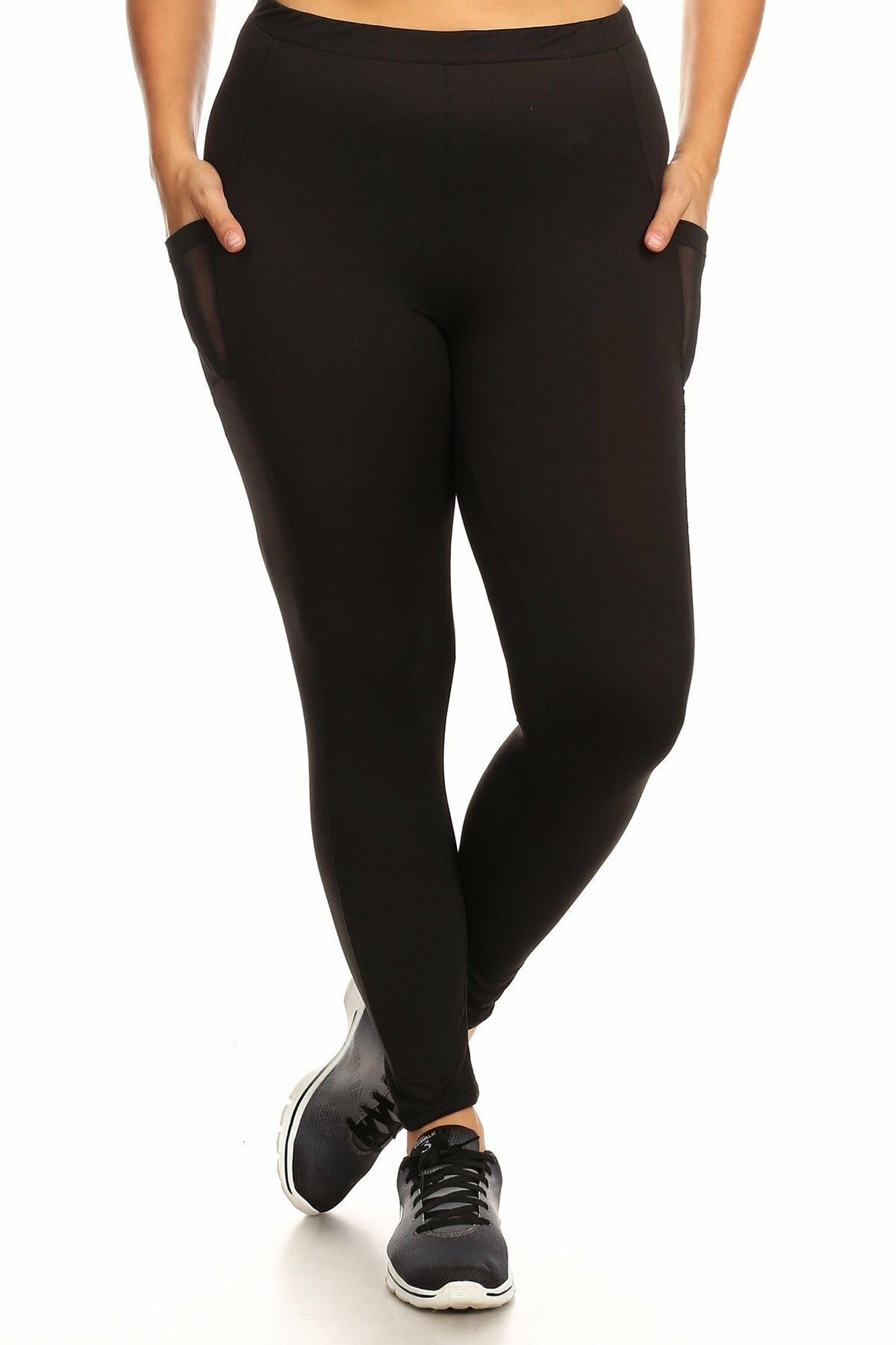 Buttery Smooth Sport Basic Plus Size Leggings with Side Pockets