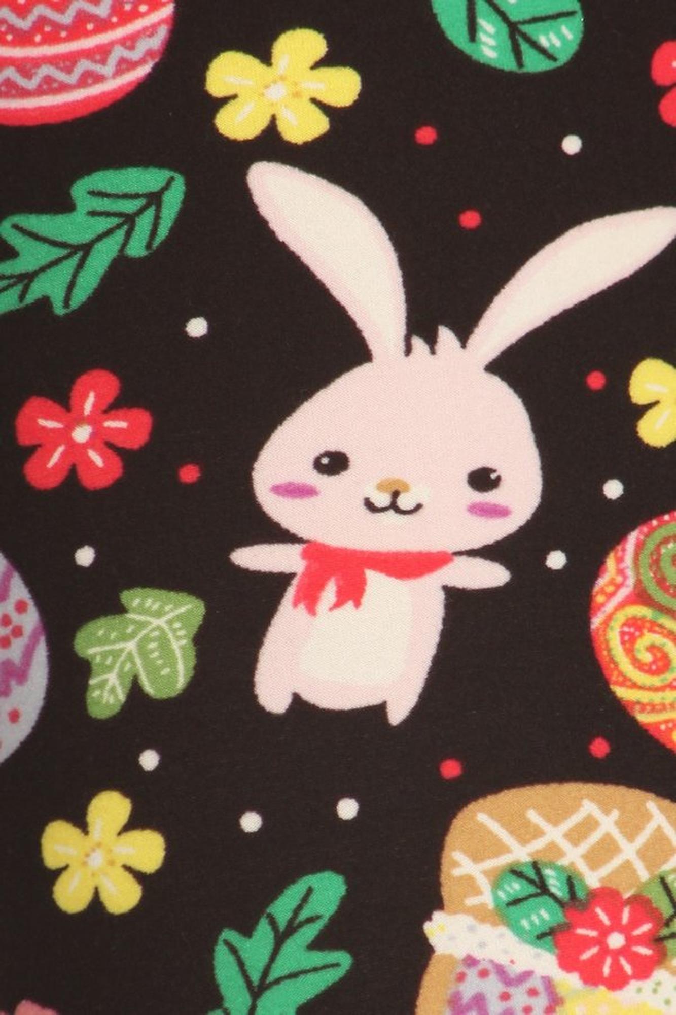 Buttery Soft Happy Easter Capris (One Size Regular,Black)