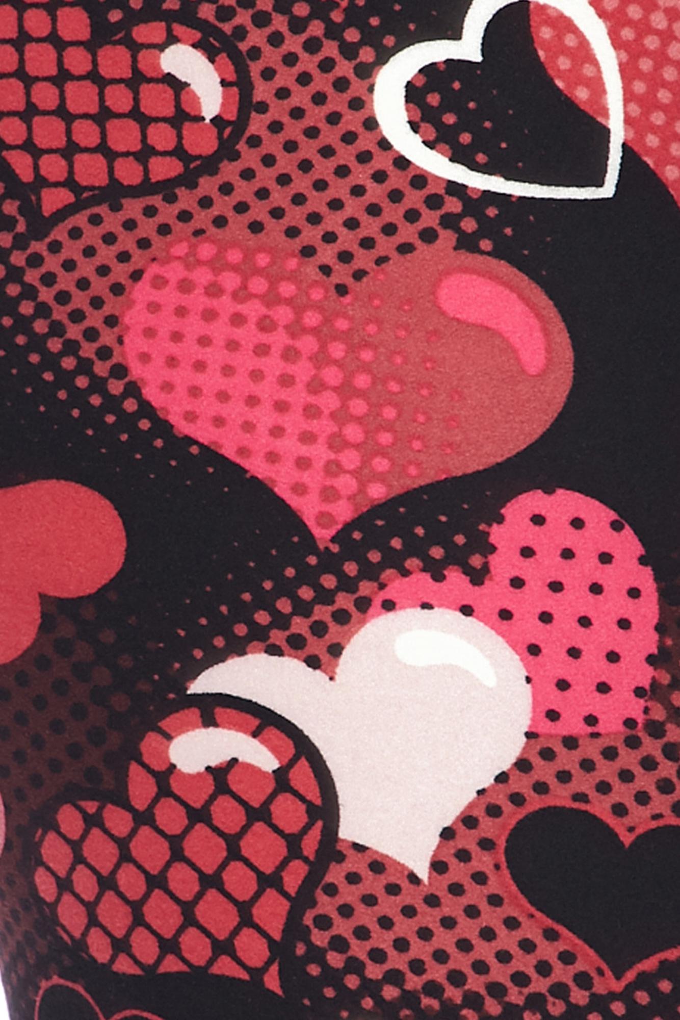 Buttery Soft Cute Cartoon Hearts Capris (One Size Regular,Red)