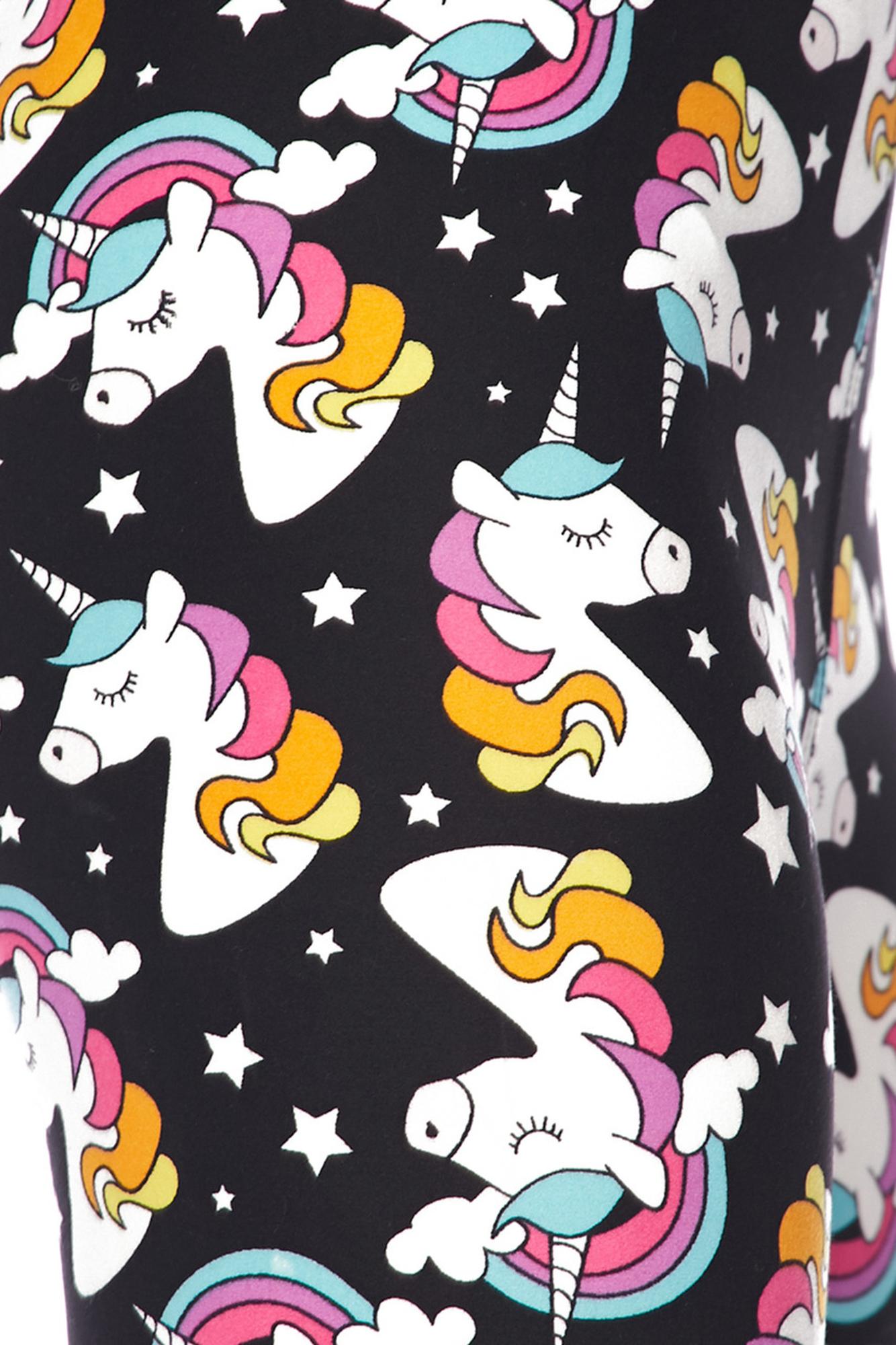 Buttery Soft Dreaming Unicorns Plus Size Capris (One Size Plus,Black)