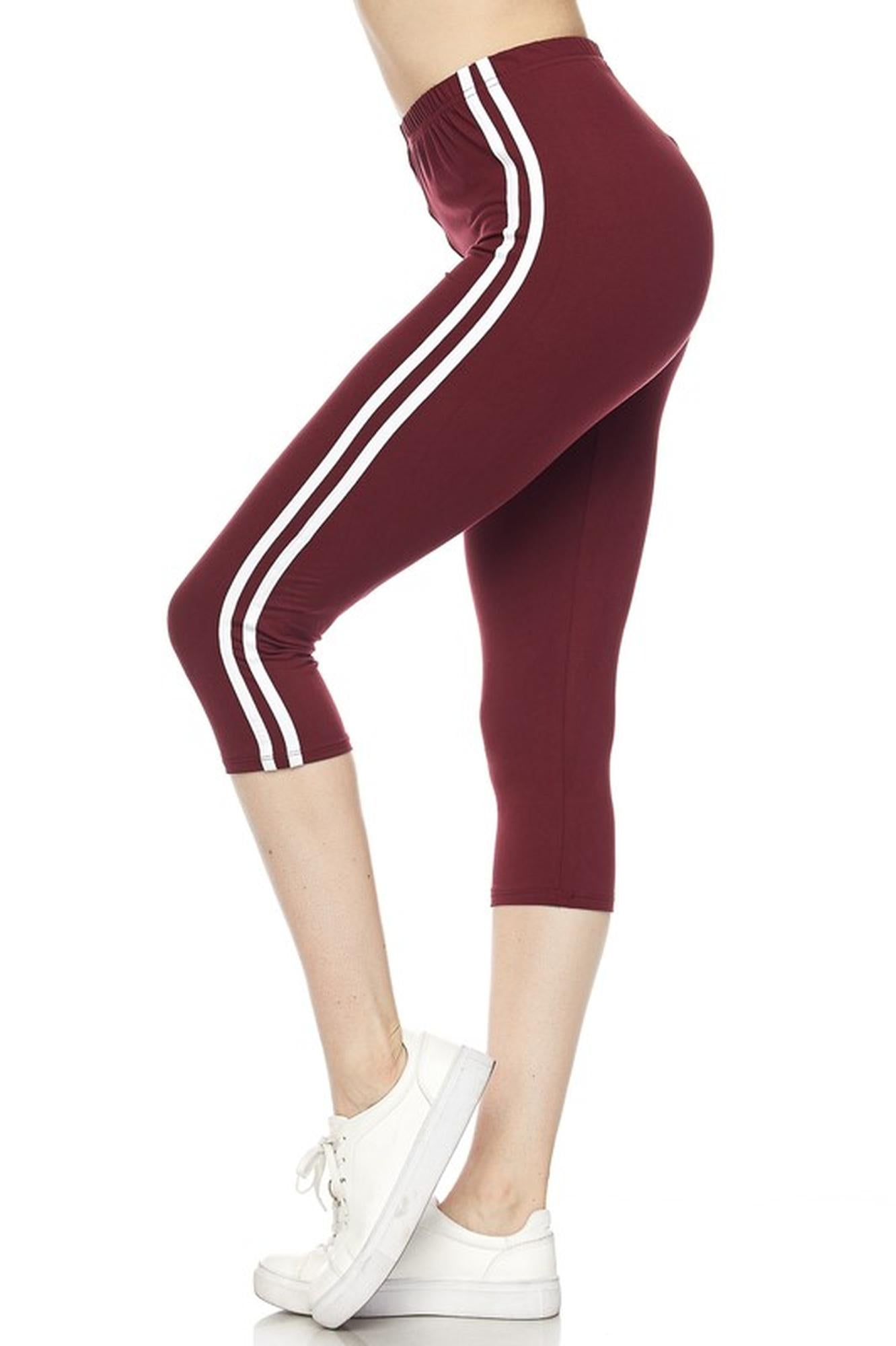 Sport Stripe Basic Plus Size Capris