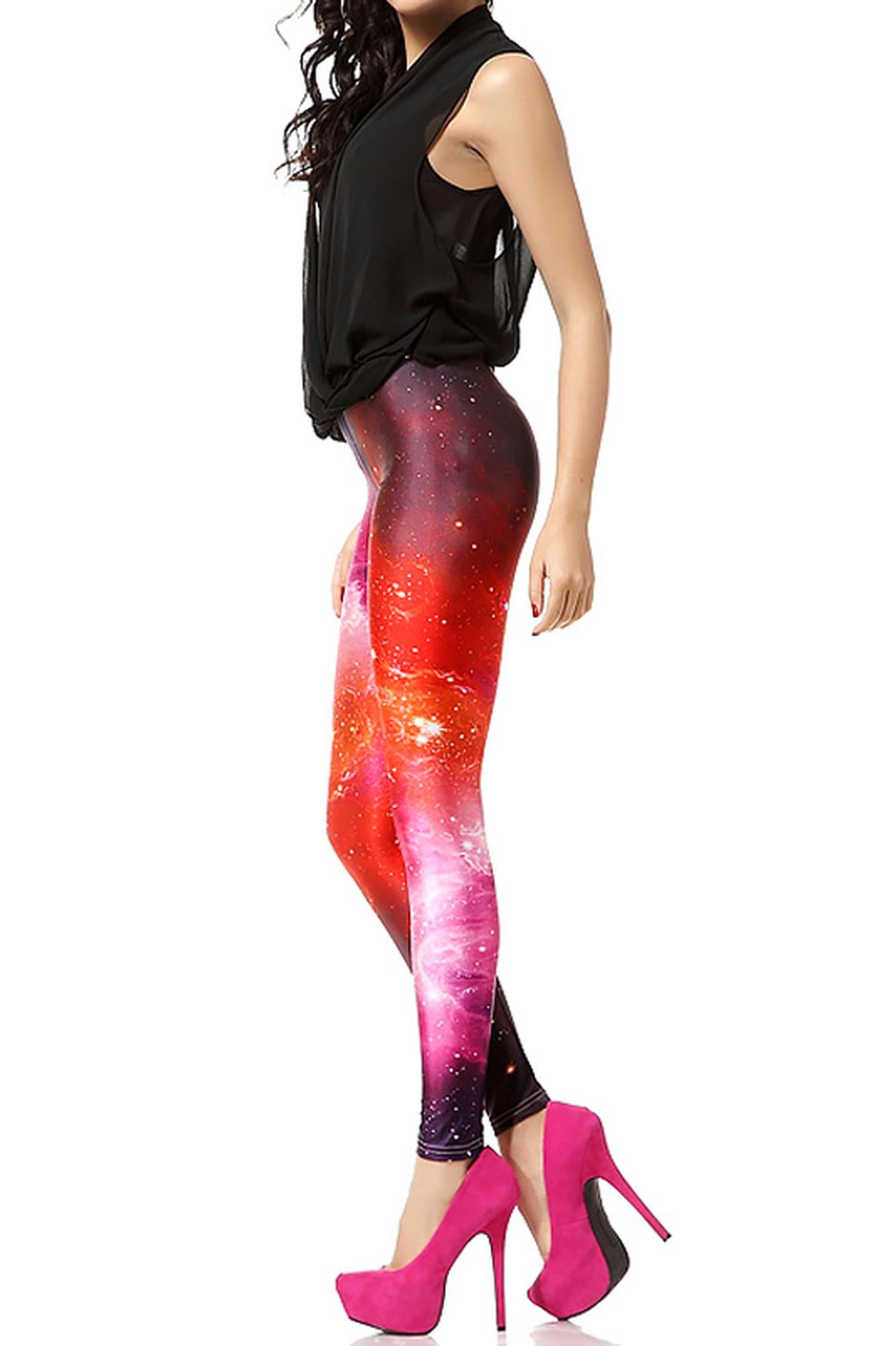 Graphic Print Ruby Color Blast Cosmos Leggings